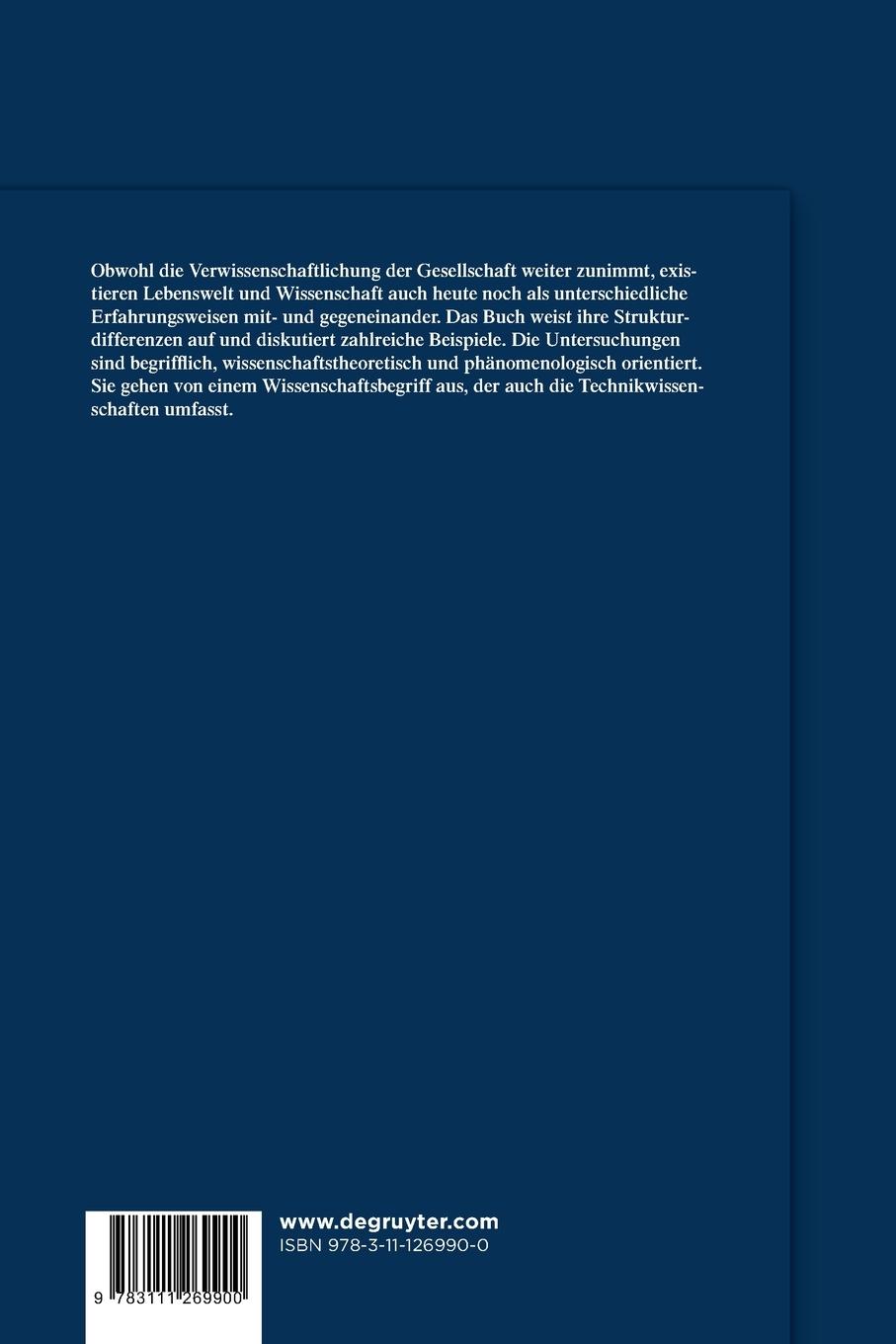Rückseitencover Lebenswelt und Wissenschaft