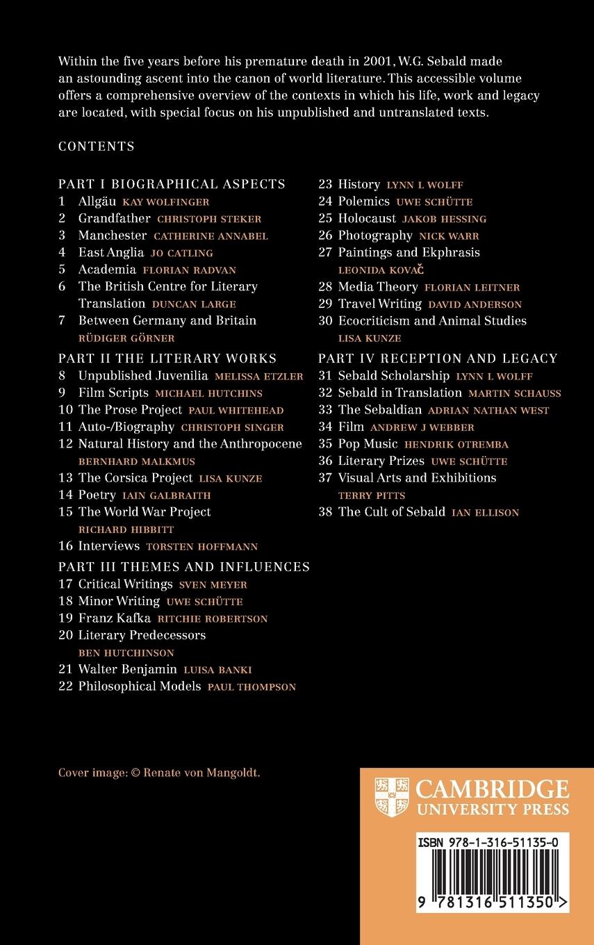 Rückseitencover W. G. Sebald in Context