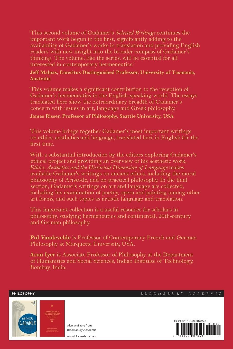 Rückseitencover Ethics, Aesthetics and the Historical Dimension of Language