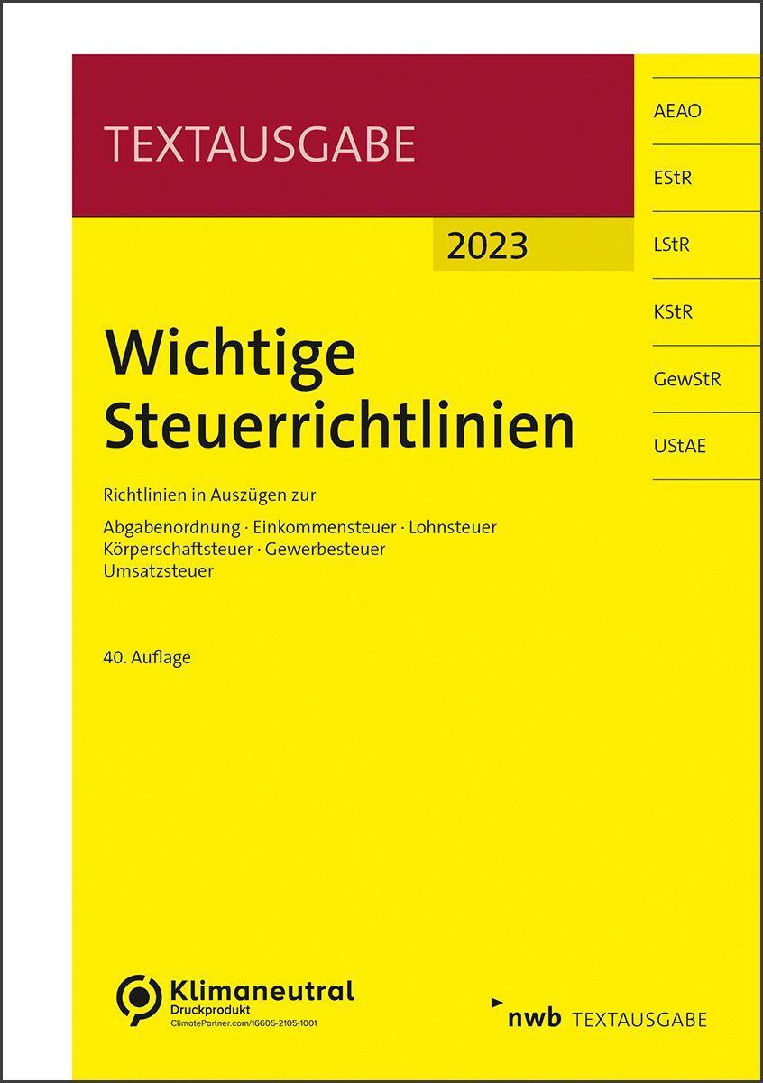 Vorderes Coverbild Wichtige Steuerrichtlinien