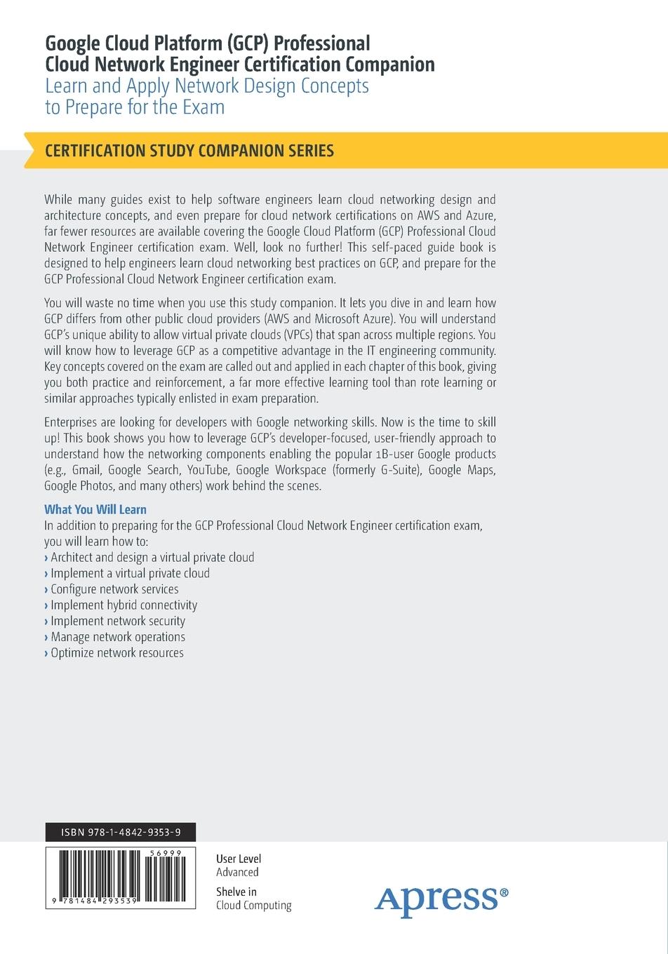 Rückseitencover Google Cloud Platform (GCP) Professional Cloud Network Engineer Certification Companion