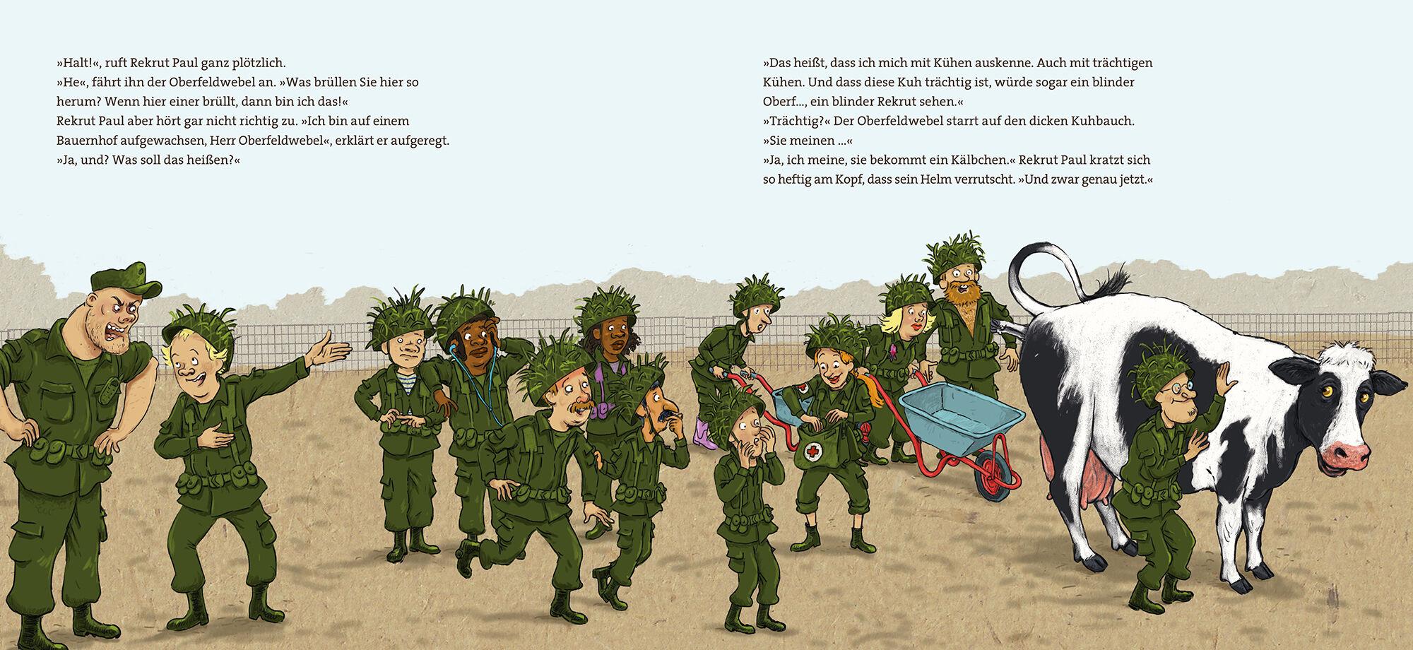 Beispielinhalt (Bild) Eine Kuh beim Militär