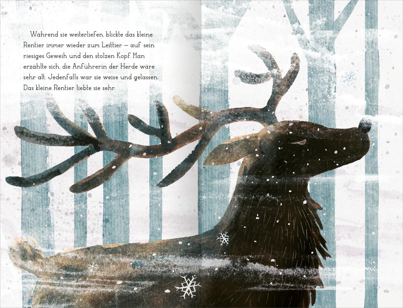 Beispielinhalt (Bild) Das kleine Rentier und das Rotkehlchen