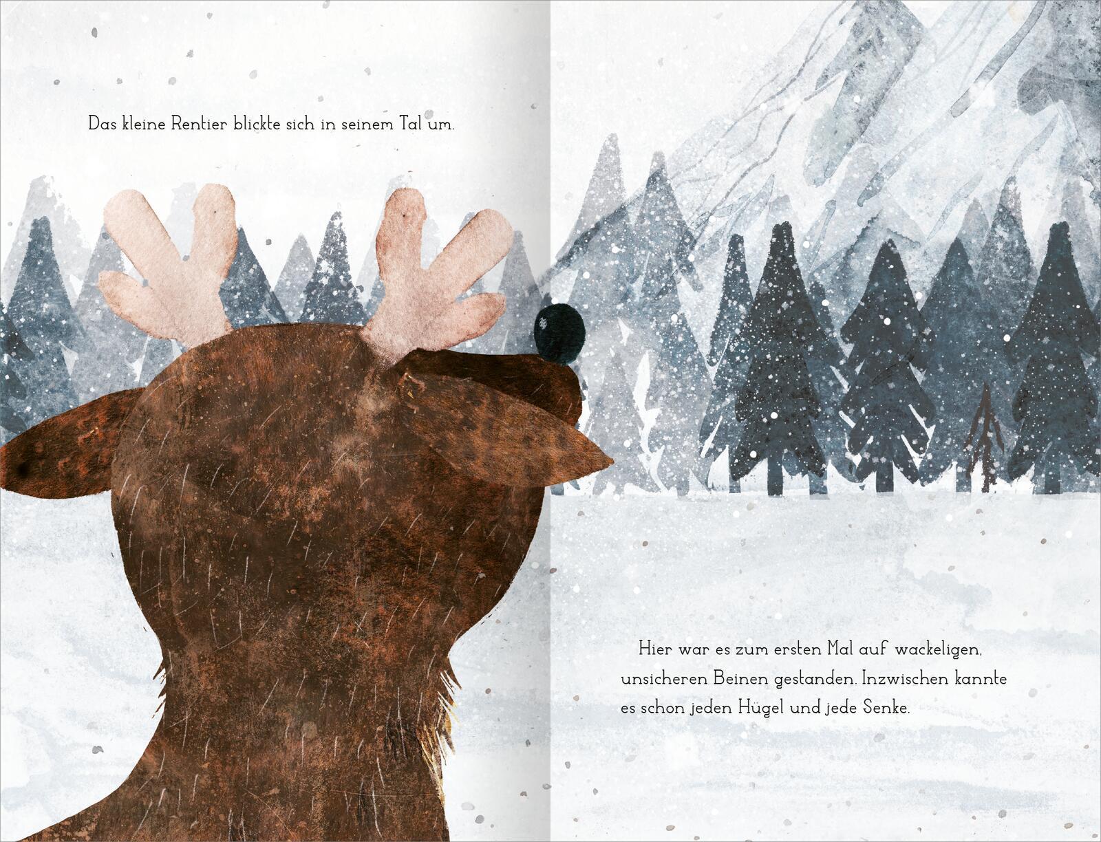 Beispielinhalt (Bild) Das kleine Rentier und das Rotkehlchen