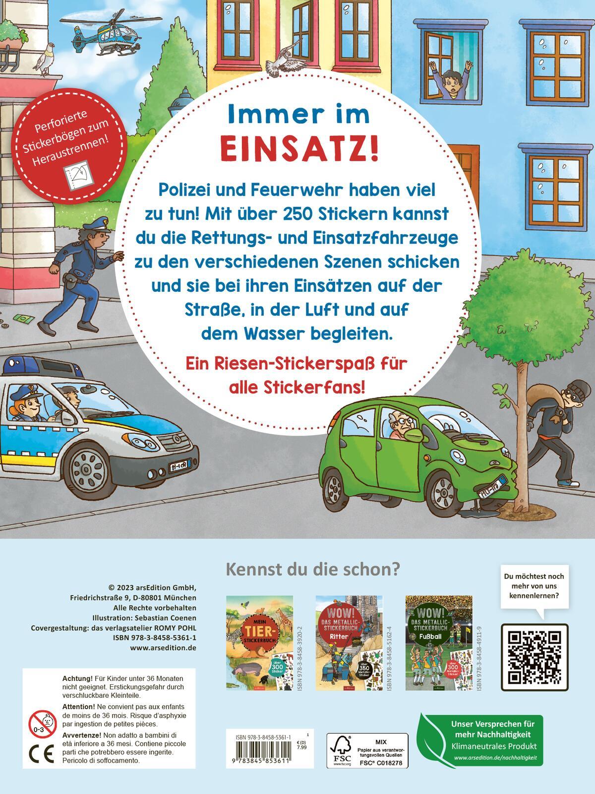 Rückseitencover Mein Polizei- und Feuerwehr-Stickerheft