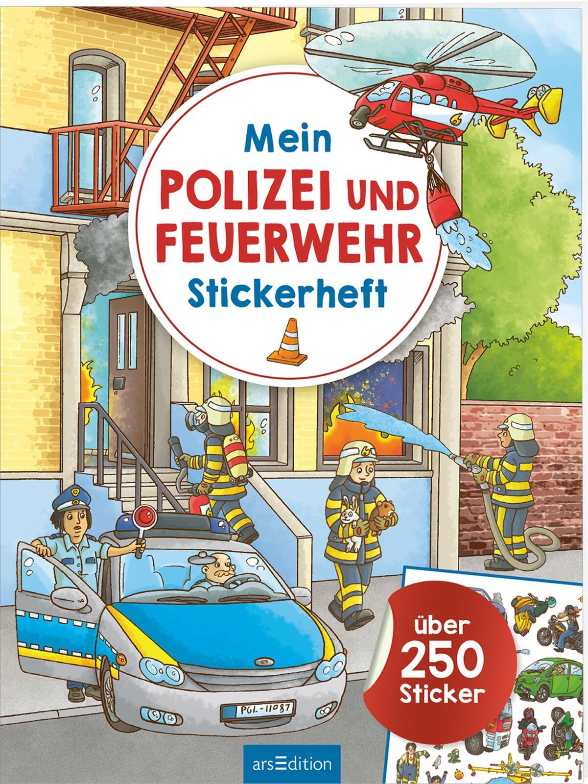 Vorderes Coverbild Mein Polizei- und Feuerwehr-Stickerheft