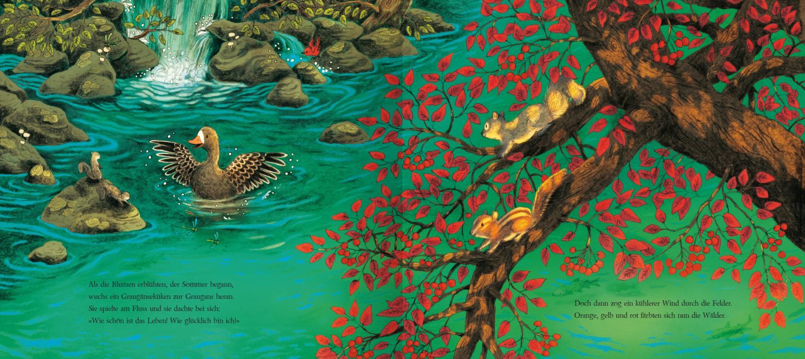 Beispielinhalt (Bild) Was macht die kleine Gans im Herbst?