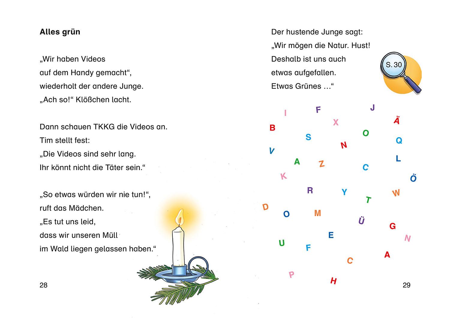 Beispielinhalt (Bild) TKKG Junior, Bücherhelden 1. Klasse, Rettet Weihnachten!