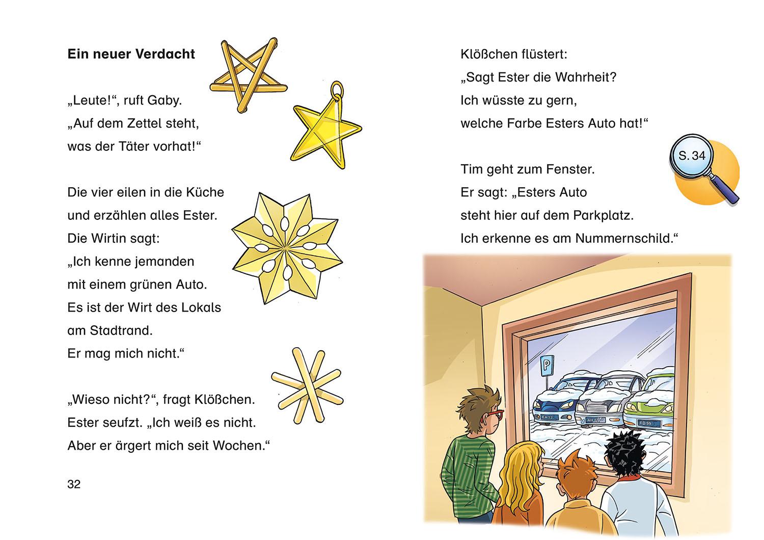 Beispielinhalt (Bild) TKKG Junior, Bücherhelden 1. Klasse, Rettet Weihnachten!