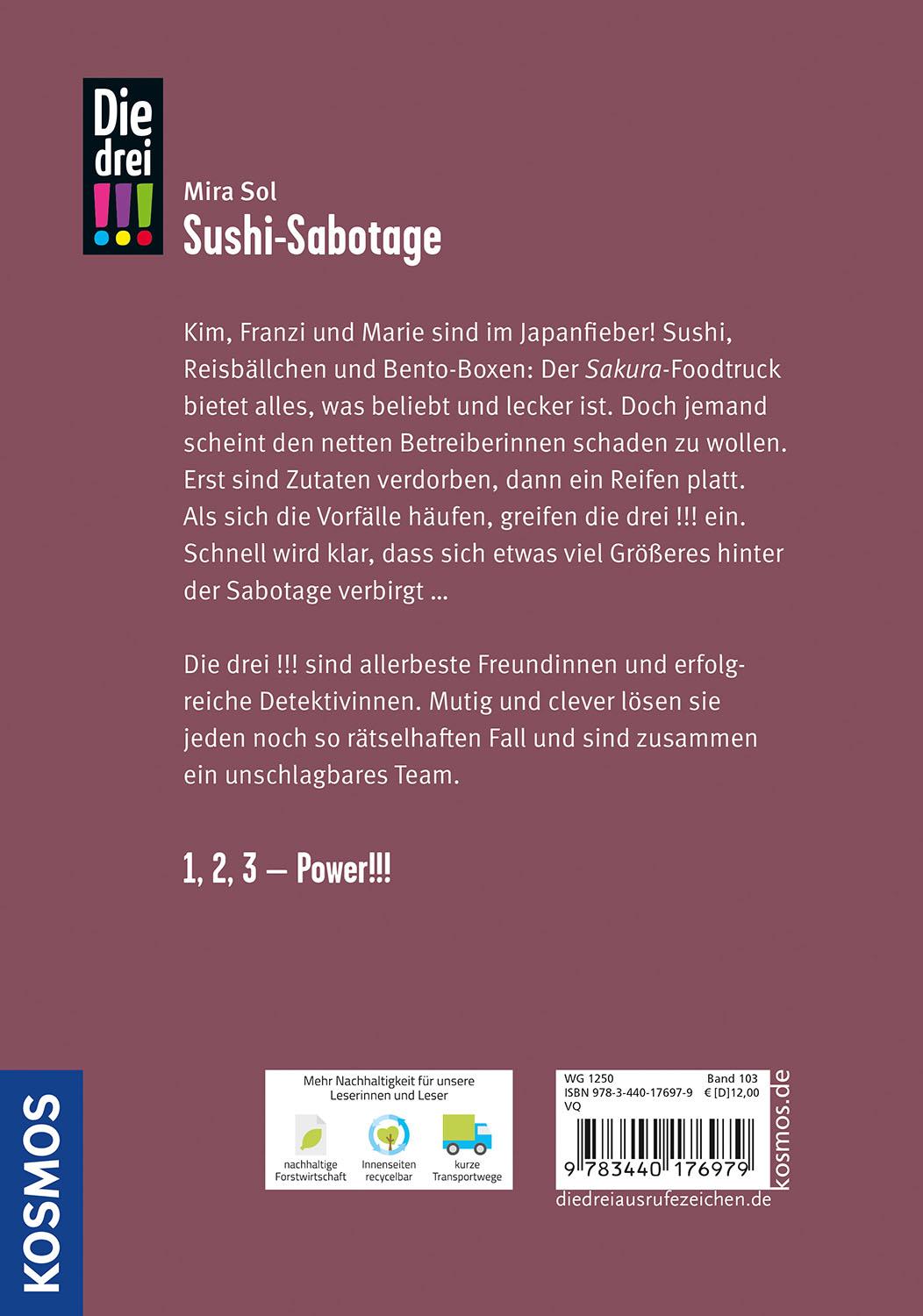 Rückseitencover Die drei !!!, 103, Sushi-Sabotage