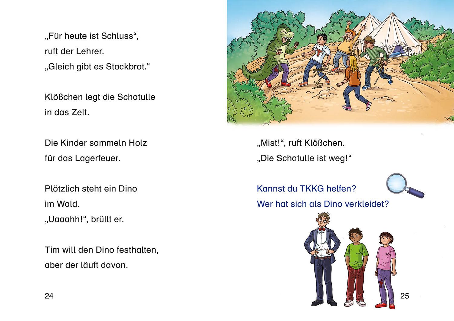 Beispielinhalt (Bild) TKKG Junior, Bücherhelden 1. Klasse, Verschwundene Dinos