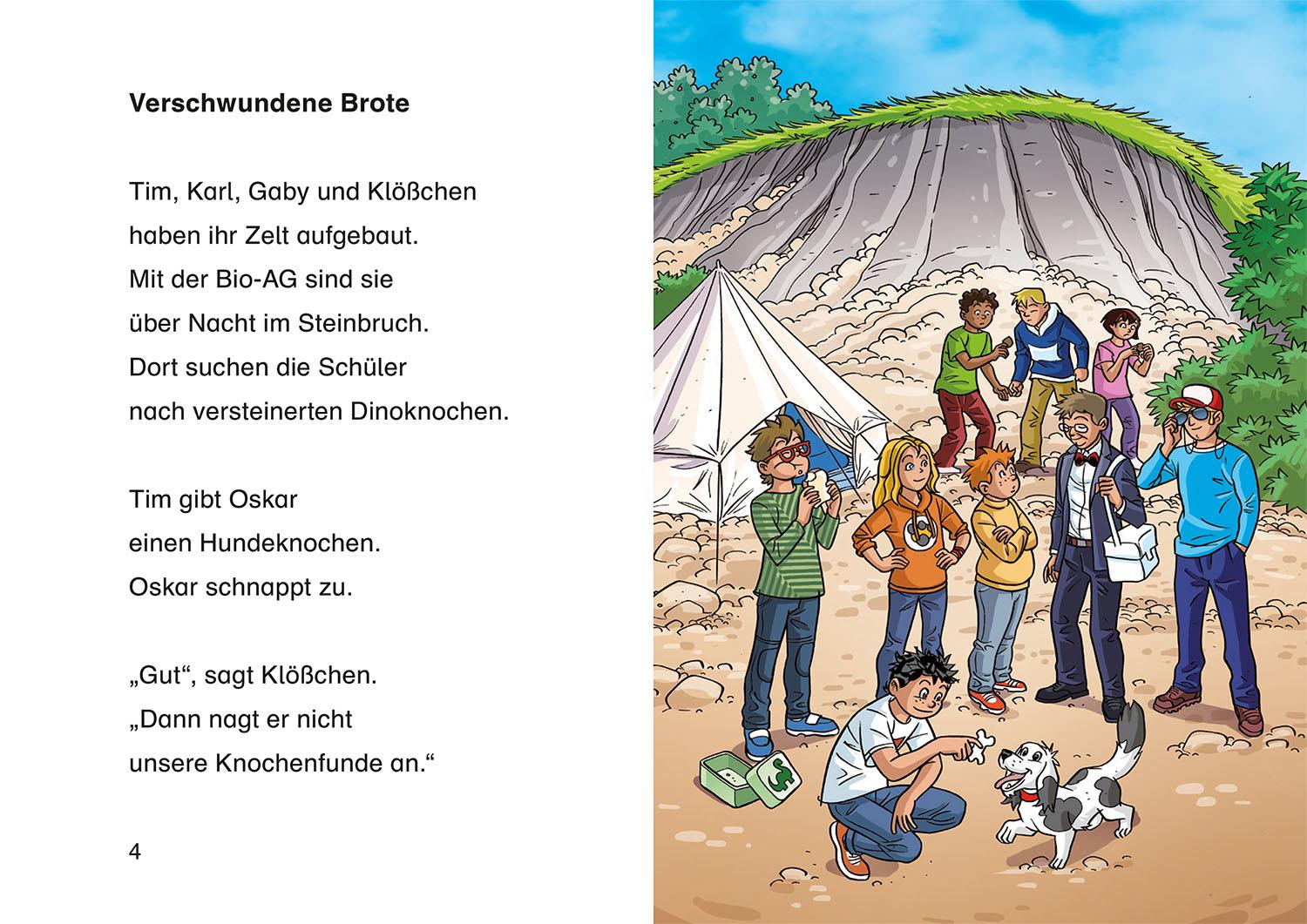 Beispielinhalt (Bild) TKKG Junior, Bücherhelden 1. Klasse, Verschwundene Dinos