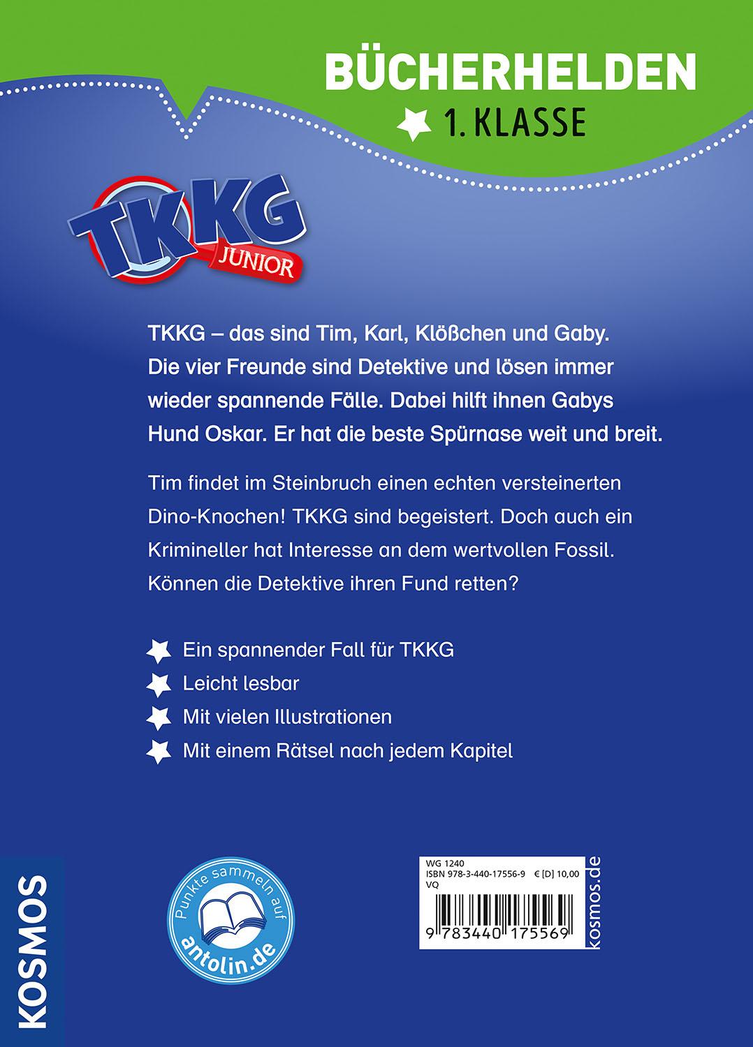 Rückseitencover TKKG Junior, Bücherhelden 1. Klasse, Verschwundene Dinos