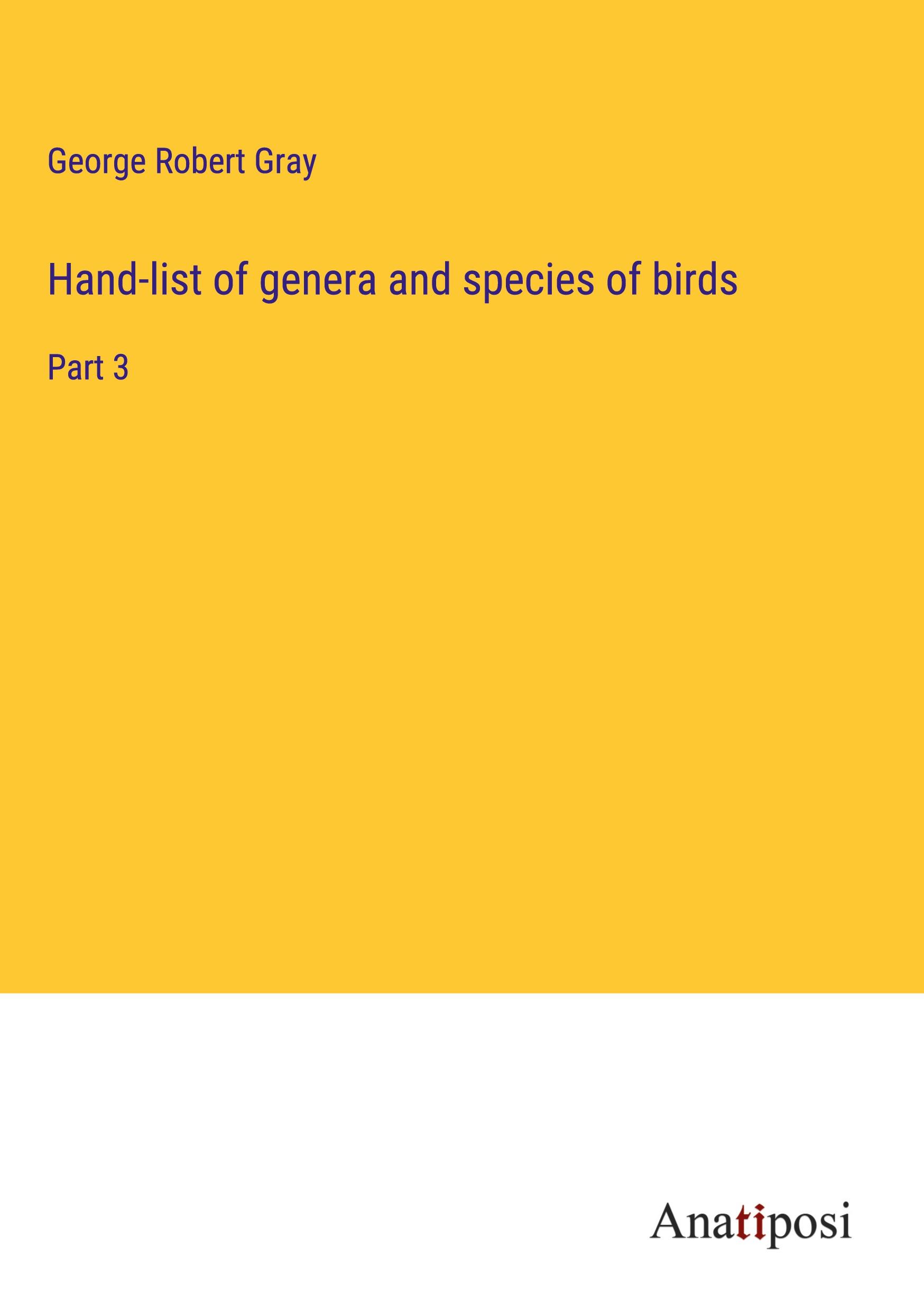 Vorderes Coverbild Hand-list of genera and species of birds