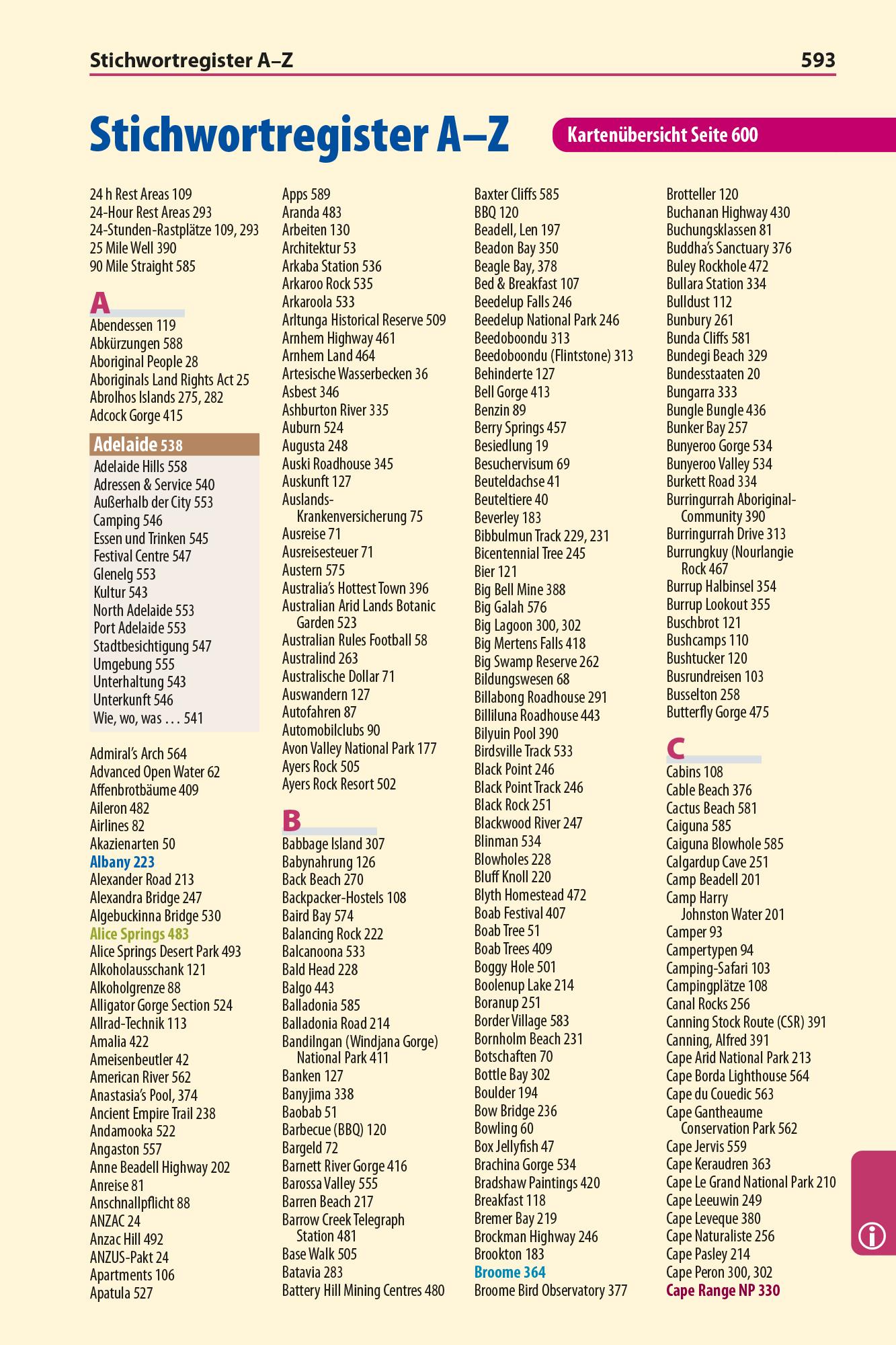 Beispielinhalt (Bild) Reise Know-How Reiseführer Australien - Westen und Zentrum
