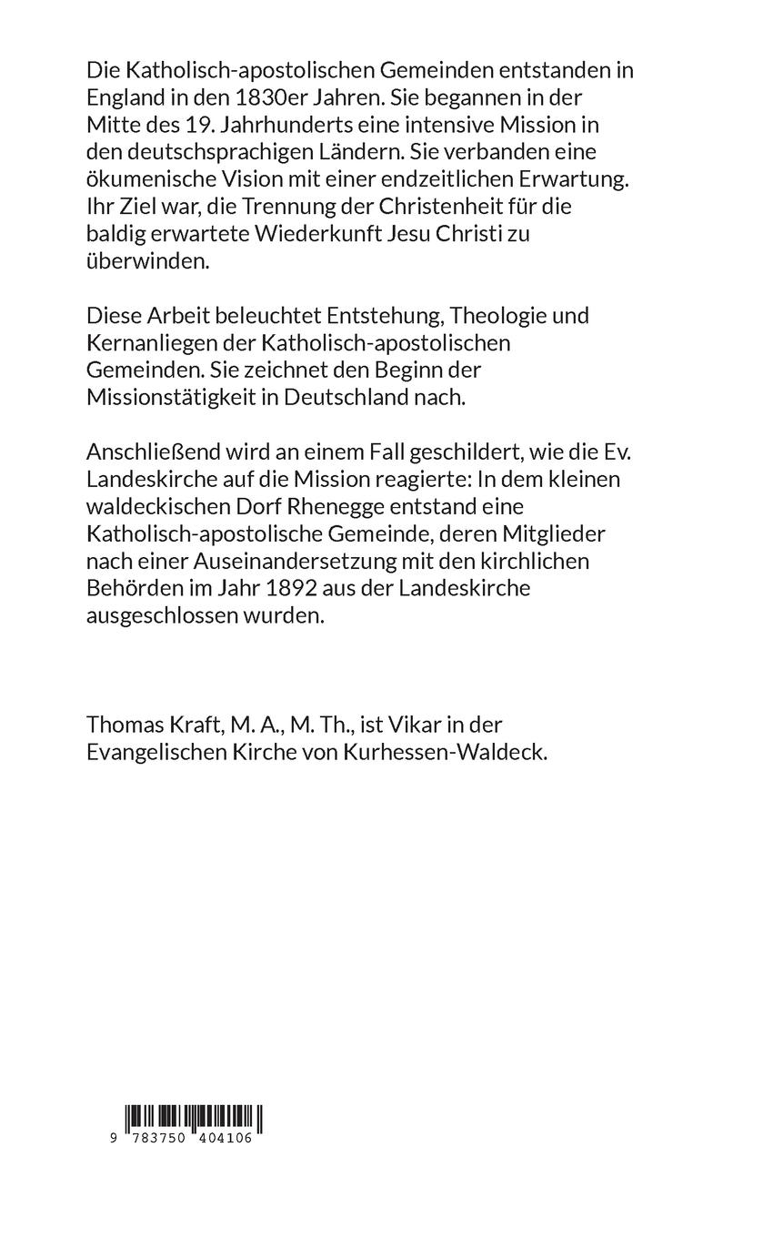 Rückseitencover Die Deutschlandmission der Katholisch-apostolischen Gemeinden und ihr Konflikt mit der Ev. Landeskirche im Fürstentum Waldeck-Pyrmont