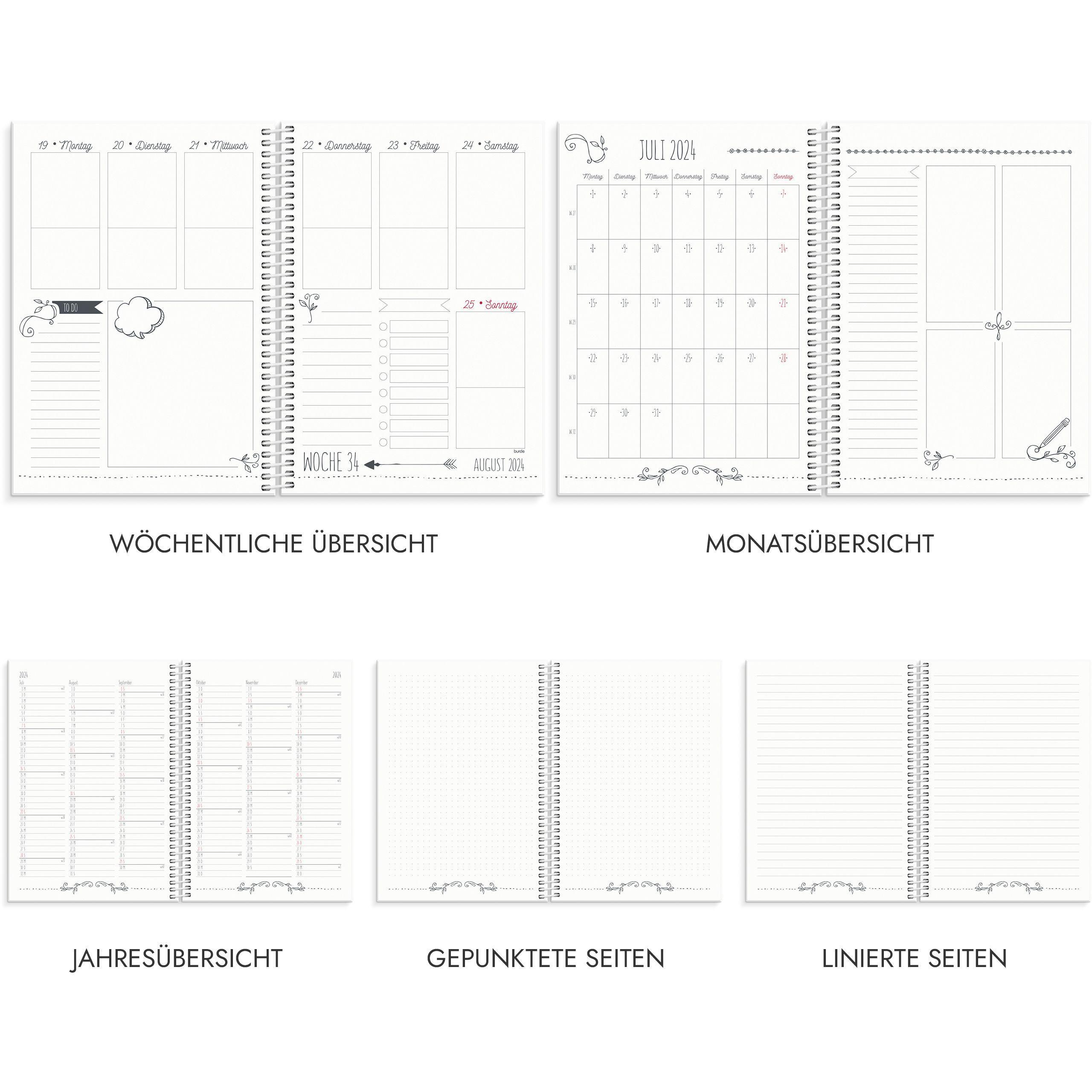 Beispielinhalt (Bild) Burde Doodle A5 Schülerkalender 2023/2024