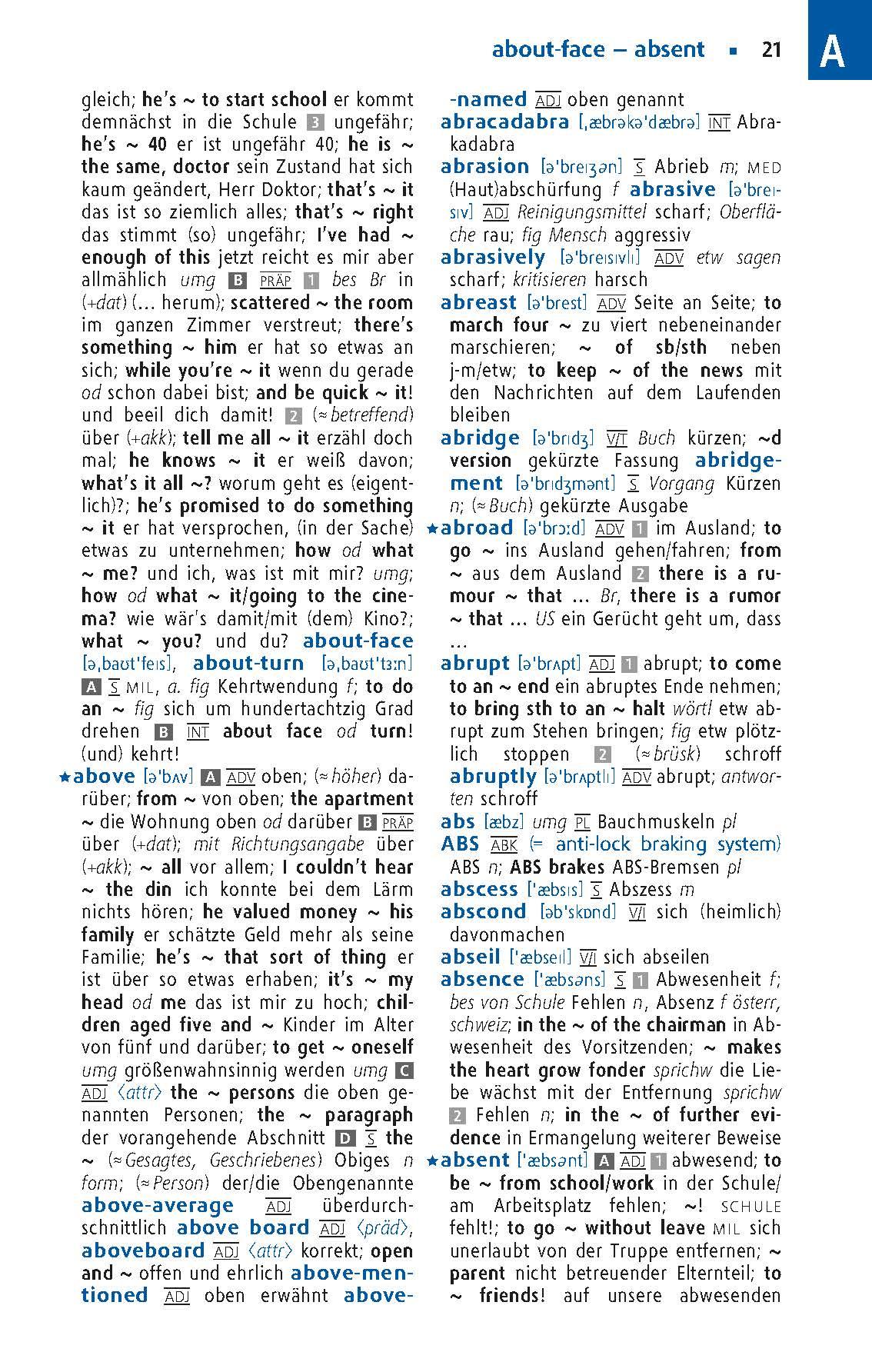Beispielinhalt (Bild) Langenscheidt Taschenwörterbuch Englisch
