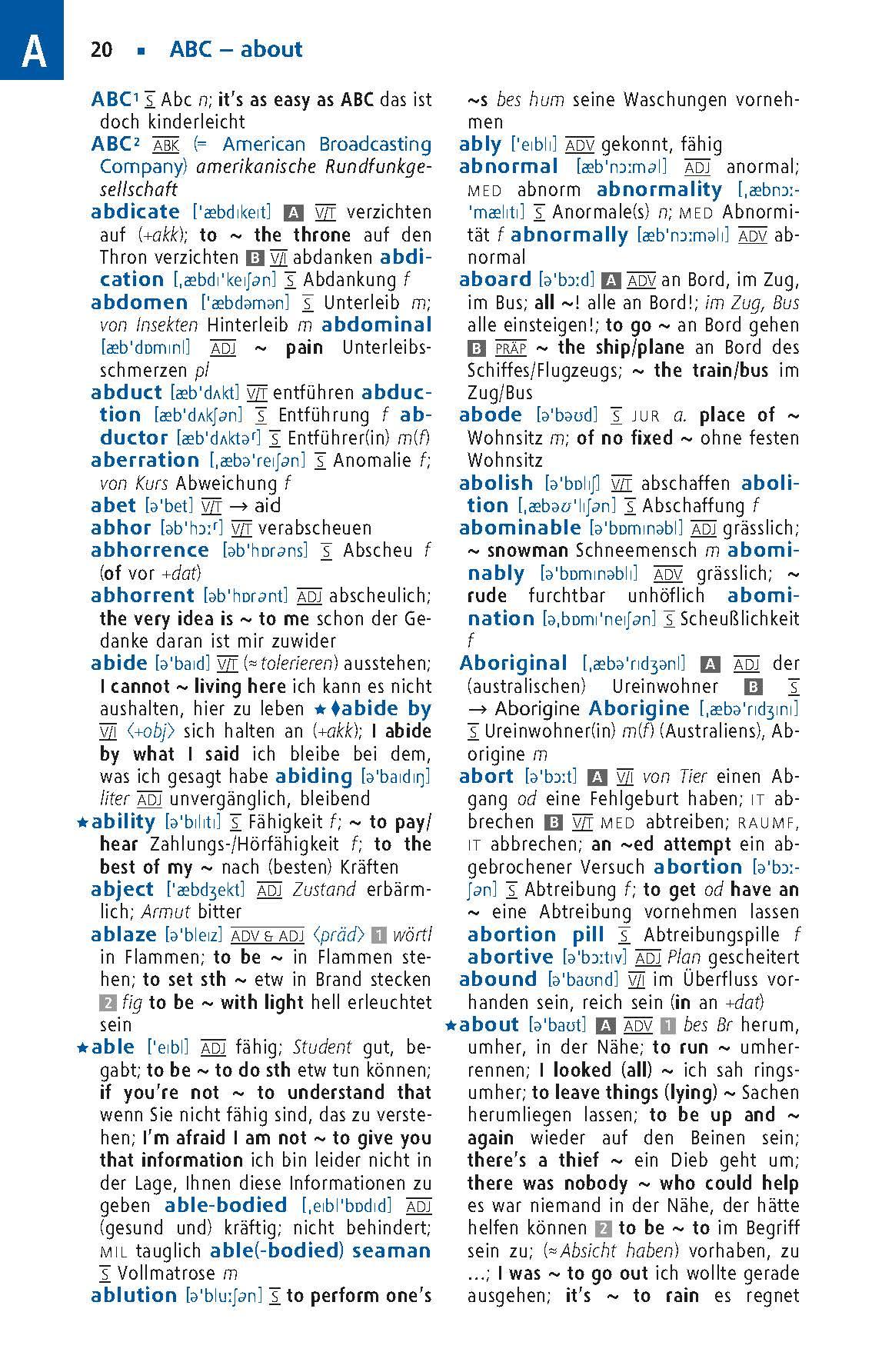 Beispielinhalt (Bild) Langenscheidt Taschenwörterbuch Englisch