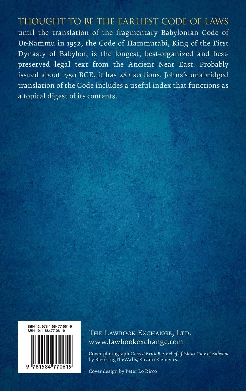 Rückseitencover The Oldest Code of Laws in the World [1926]