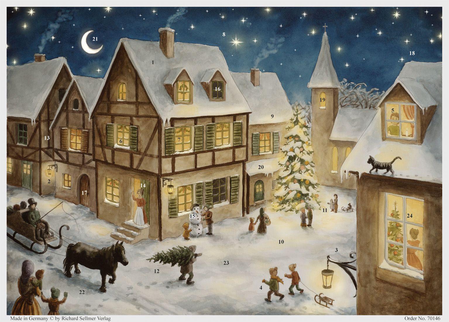 Vorderes Coverbild Adventskalender "Weihnachtsabend im Dorf"