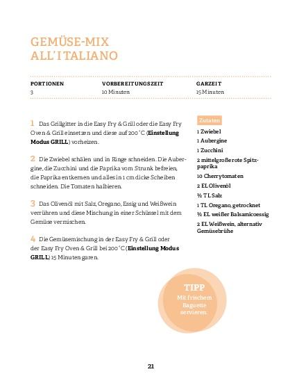 Beispielinhalt (Bild) Tefal: Heißluftfritteuse Easy Fry & Grill Kochbuch und Rezeptbuch