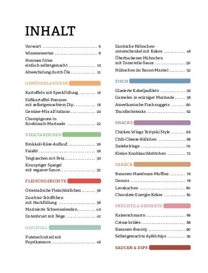 Beispielinhalt (Bild) Tefal: Heißluftfritteuse Easy Fry & Grill Kochbuch und Rezeptbuch