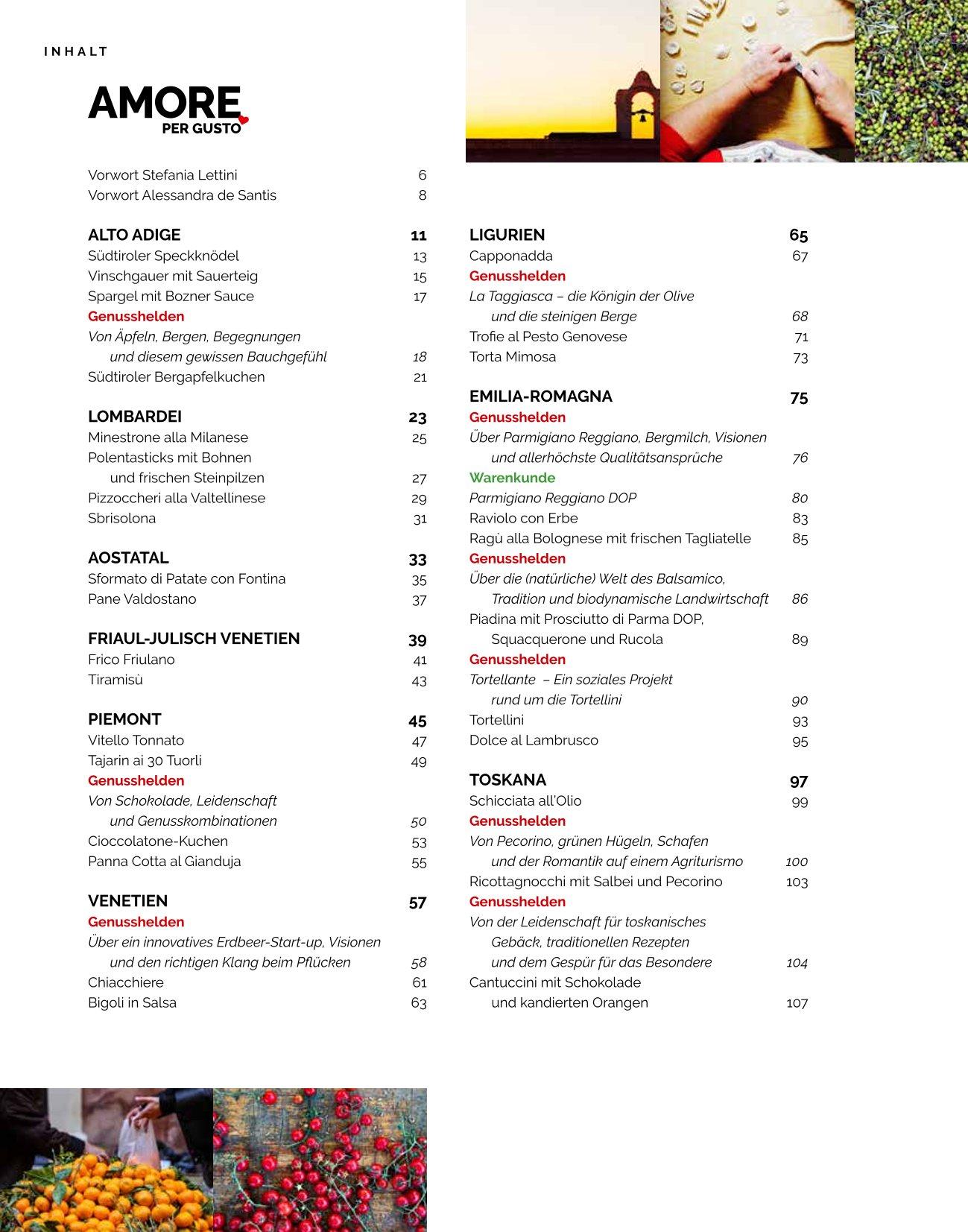 Beispielinhalt (Bild) Amore per Gusto - Kochbuch Italien