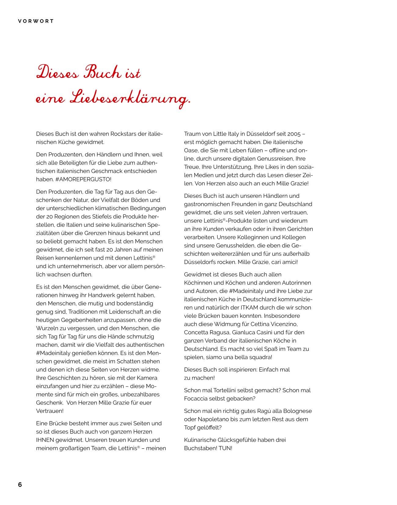 Beispielinhalt (Bild) Amore per Gusto - Kochbuch Italien