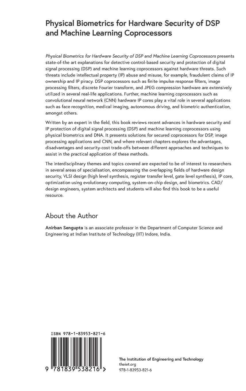 Rückseitencover Physical Biometrics for Hardware Security of DSP and Machine Learning Coprocessors