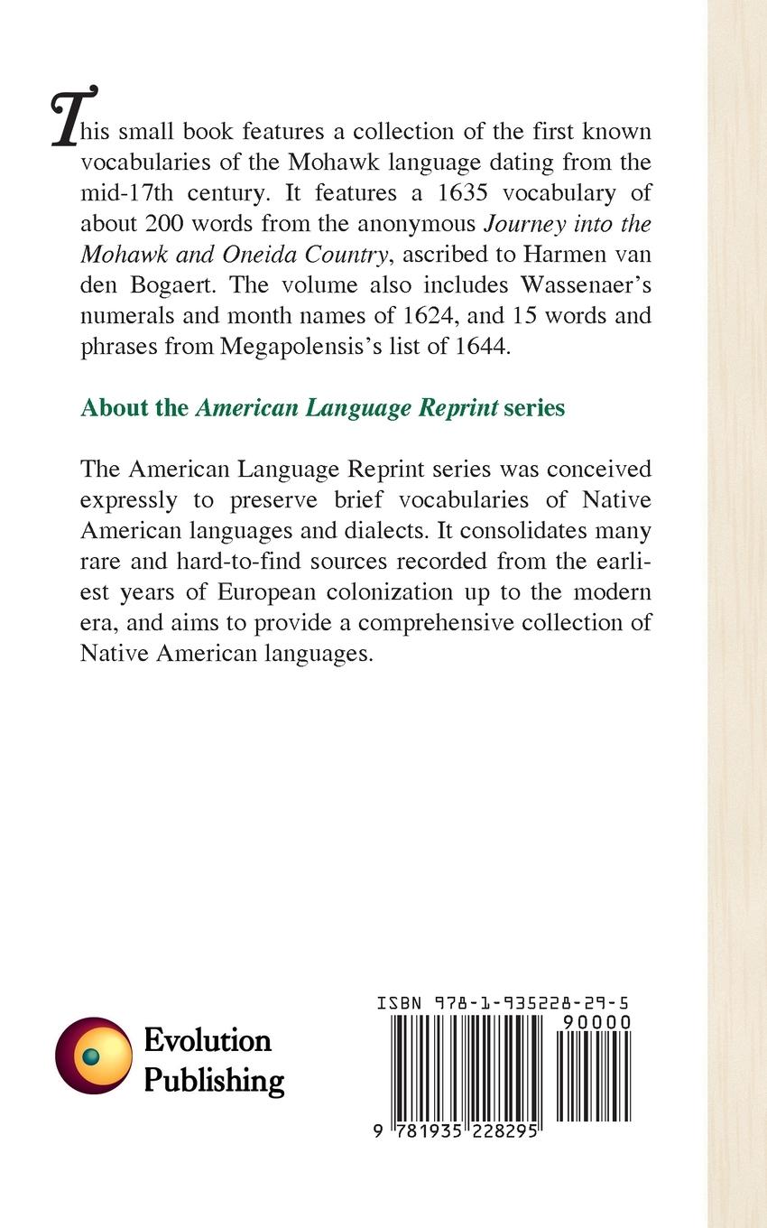 Rückseitencover Early Vocabularies of Mohawk