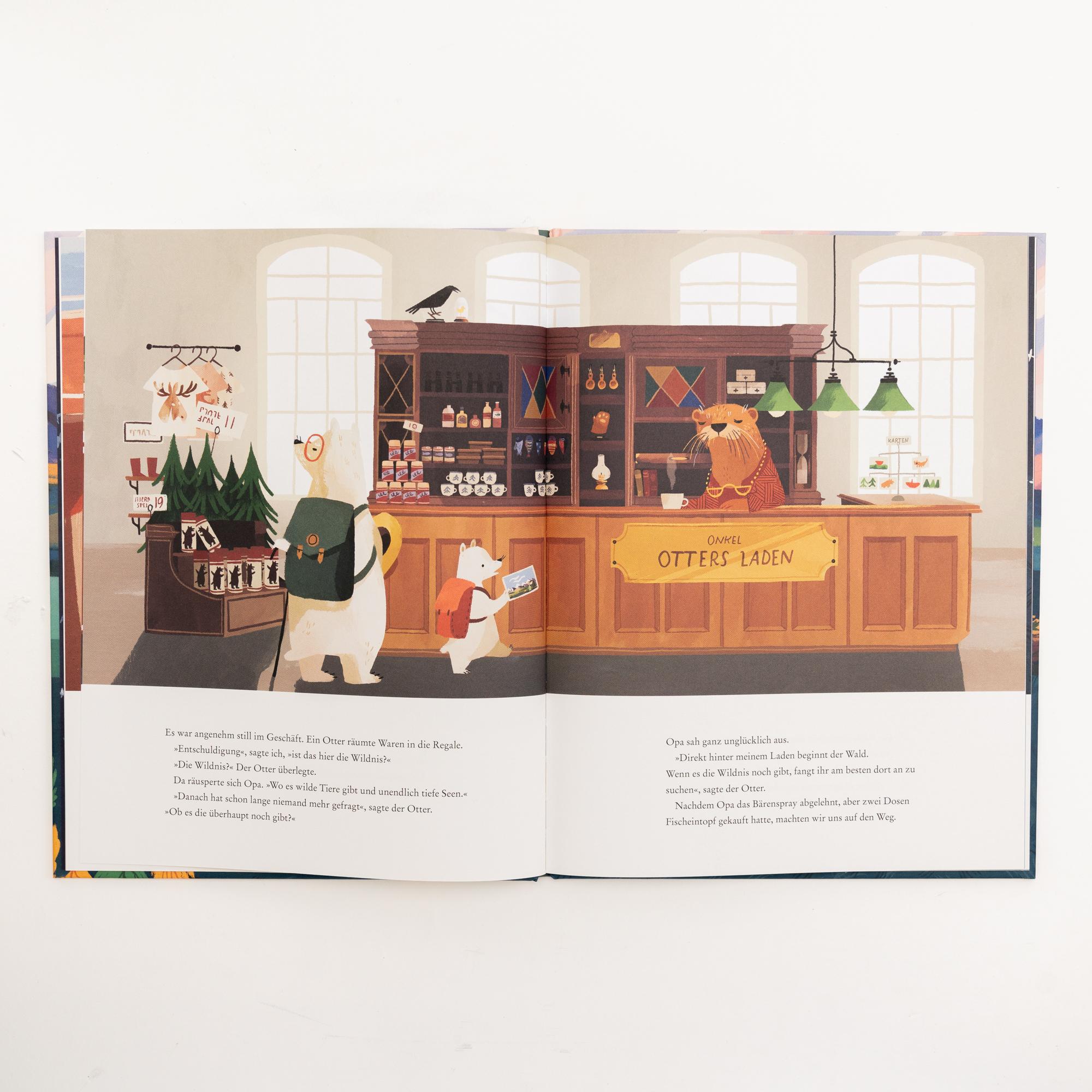 Beispielinhalt (Bild) Opa Bär und Kleiner Bär suchen die Wildnis