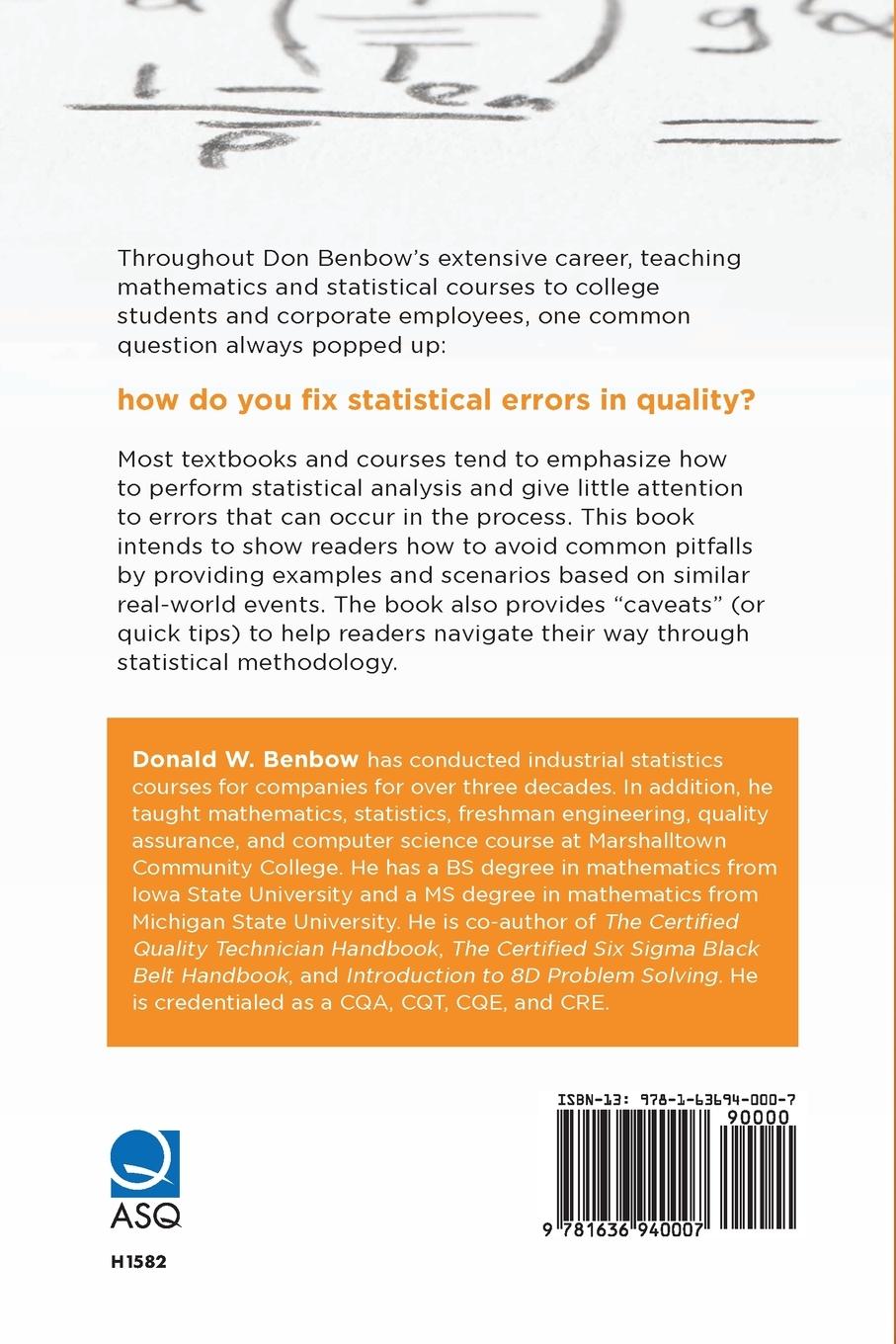 Rückseitencover Mistakes in Quality Statistics and How to Fix Them