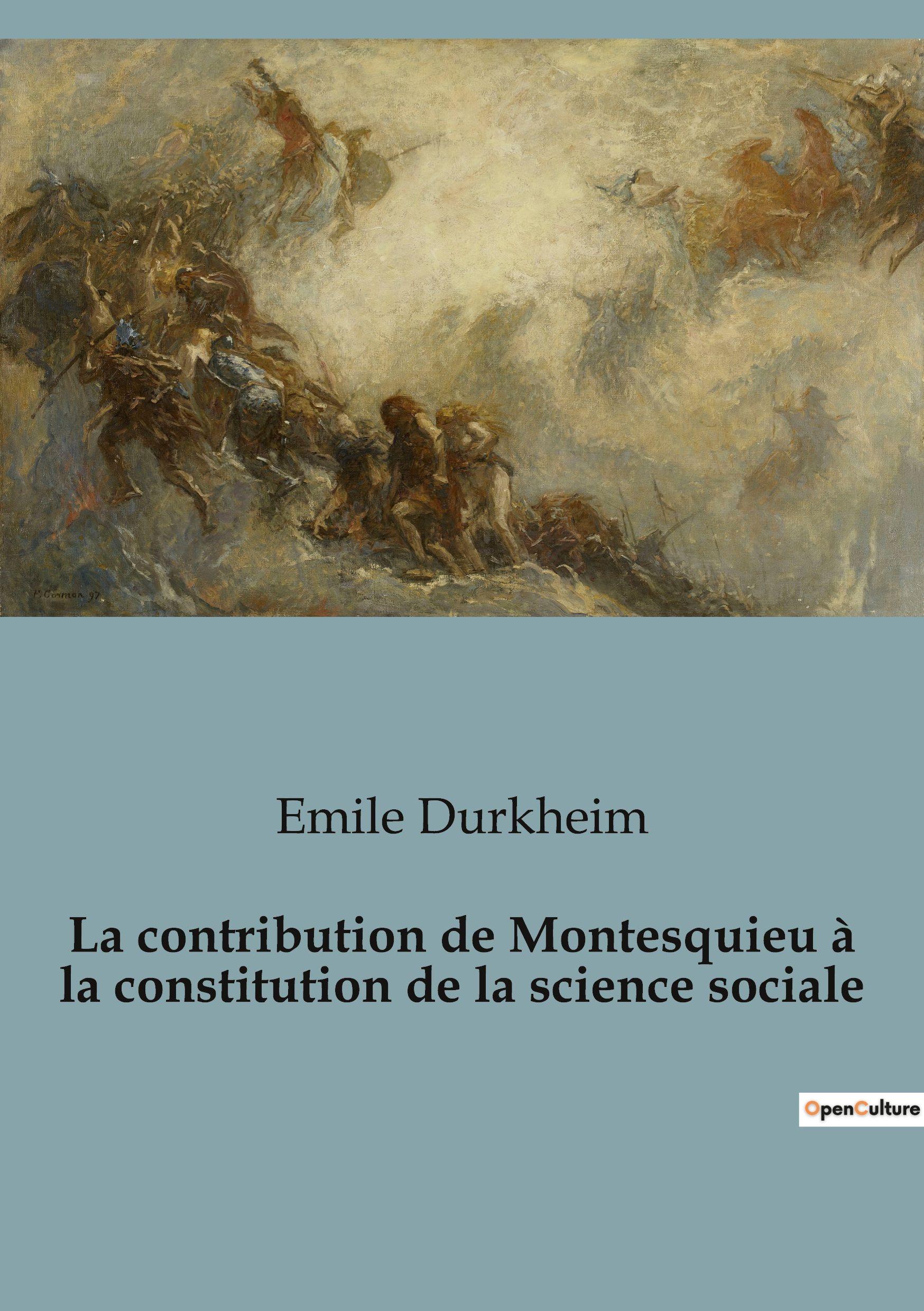 Vorderes Coverbild La contribution de Montesquieu à la constitution de la science sociale