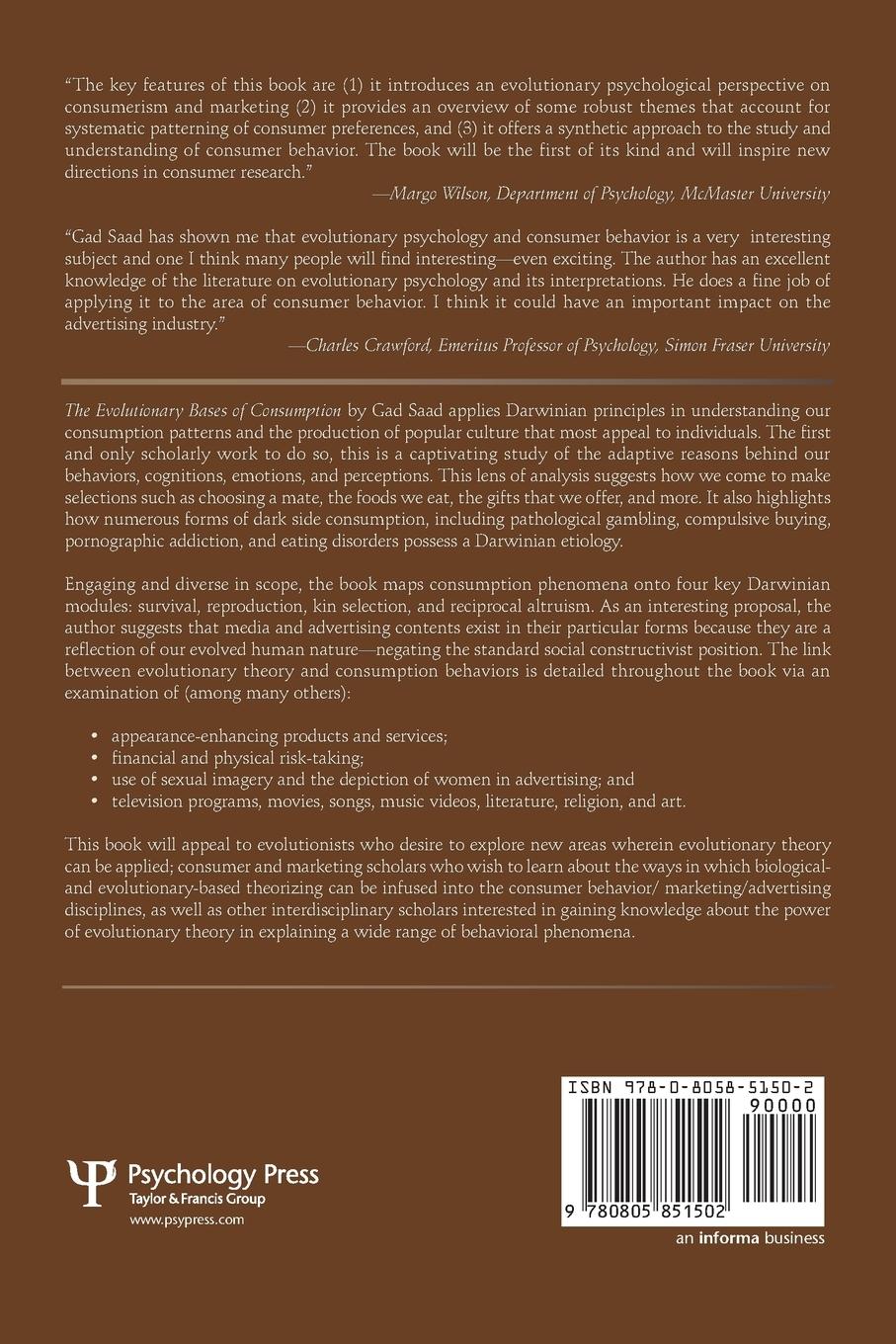 Rückseitencover The Evolutionary Bases of Consumption