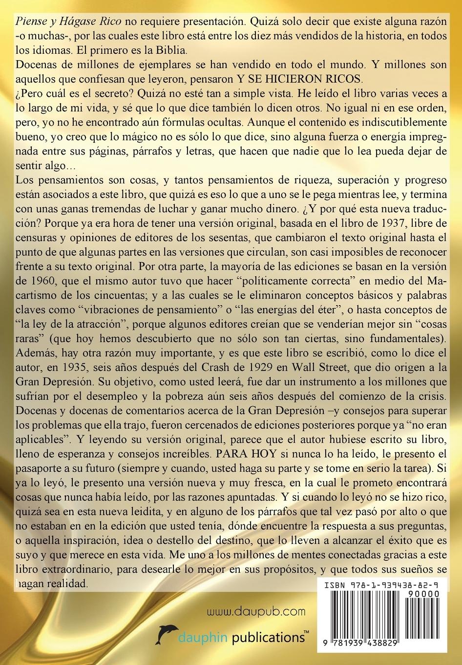 Rückseitencover Piense Y Hágase Rico - Edición Original