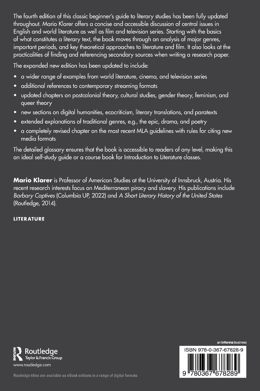 Rückseitencover An Introduction to Literary Studies