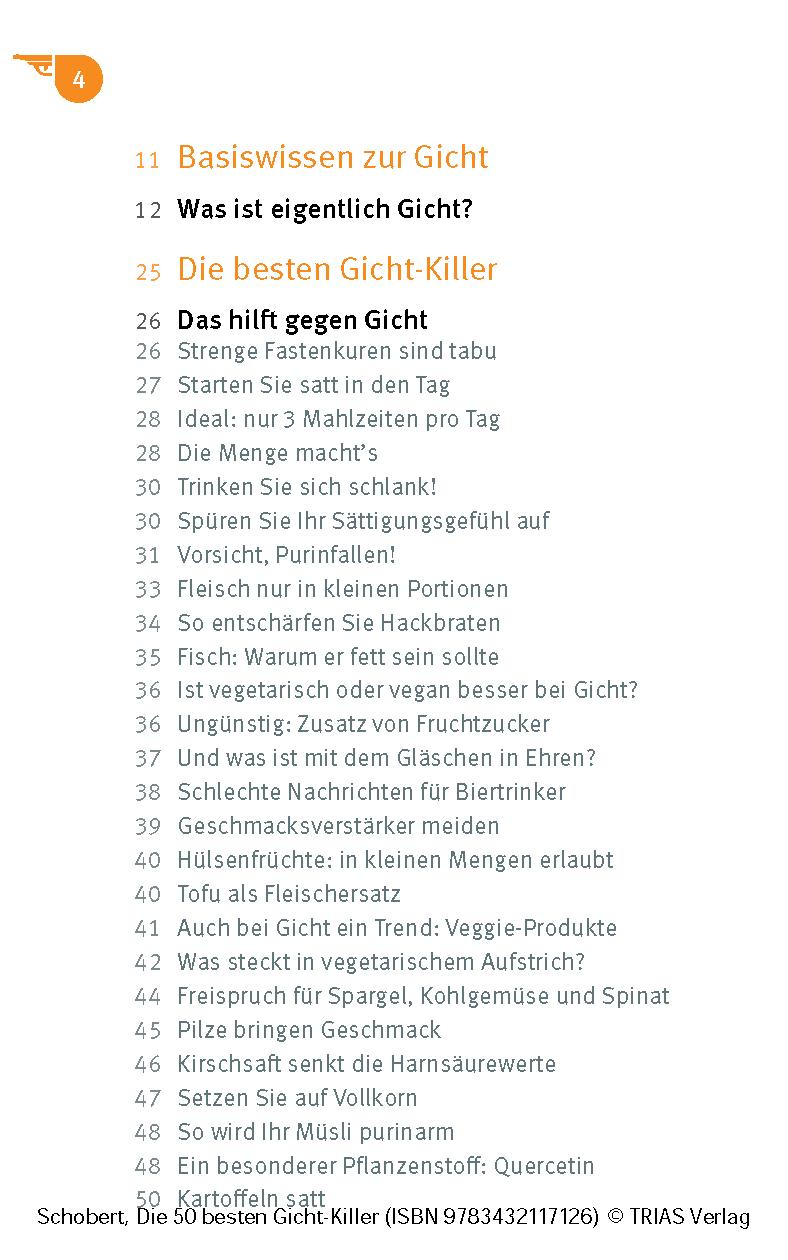 Beispielinhalt (Bild) Die 50 besten Gicht-Killer