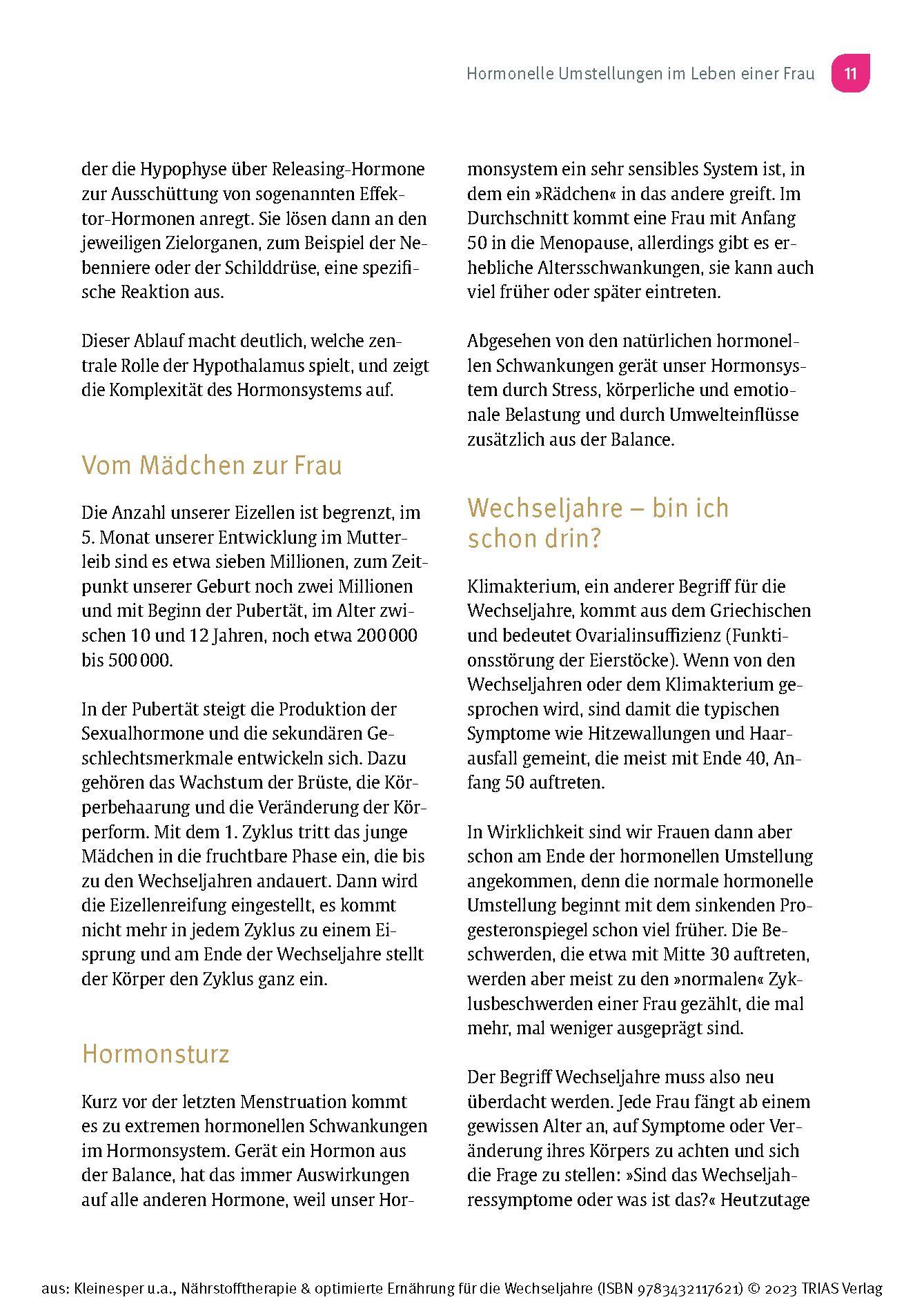 Beispielinhalt (Bild) Nährstofftherapie & optimierte Ernährung für die Wechseljahre