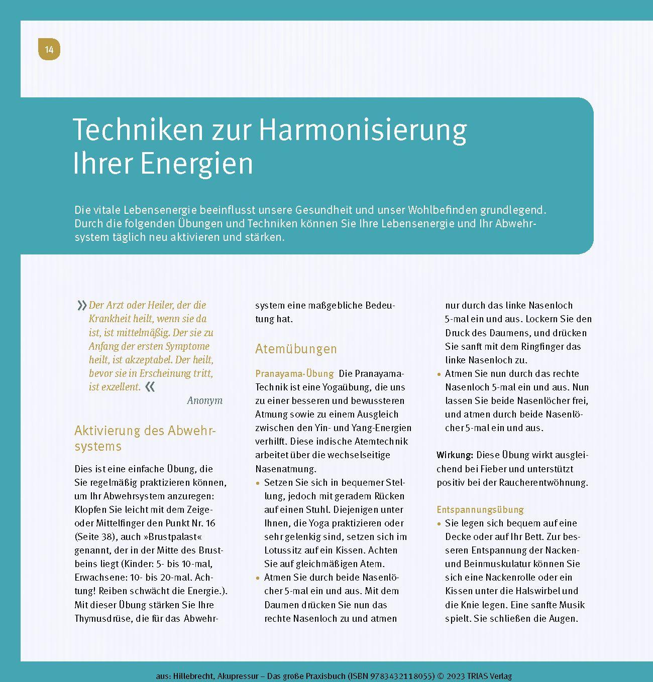 Beispielinhalt (Bild) Akupressur - Das große Praxisbuch