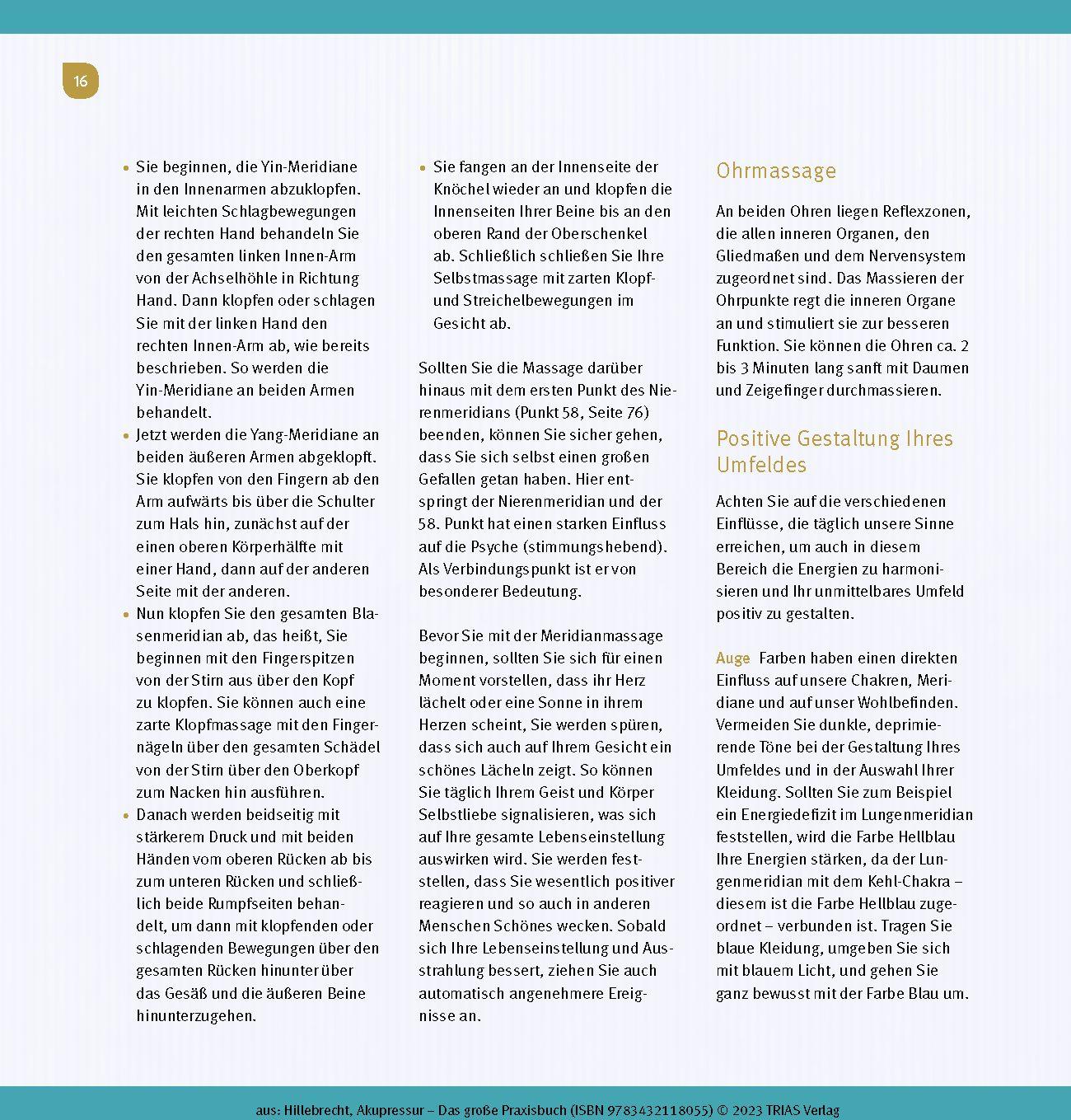 Beispielinhalt (Bild) Akupressur - Das große Praxisbuch