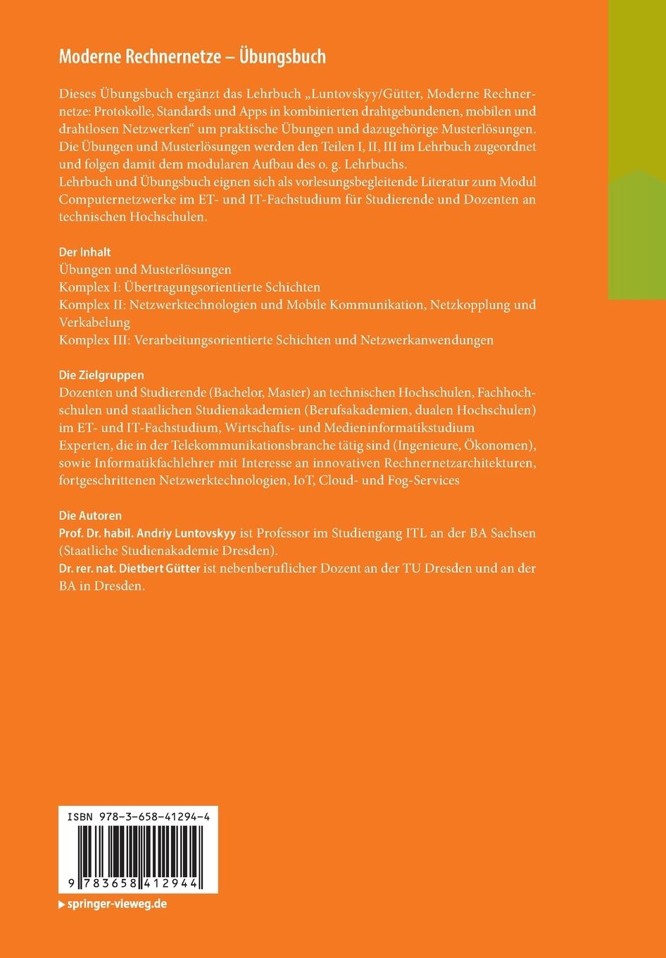 Rückseitencover Moderne Rechnernetze - Übungsbuch