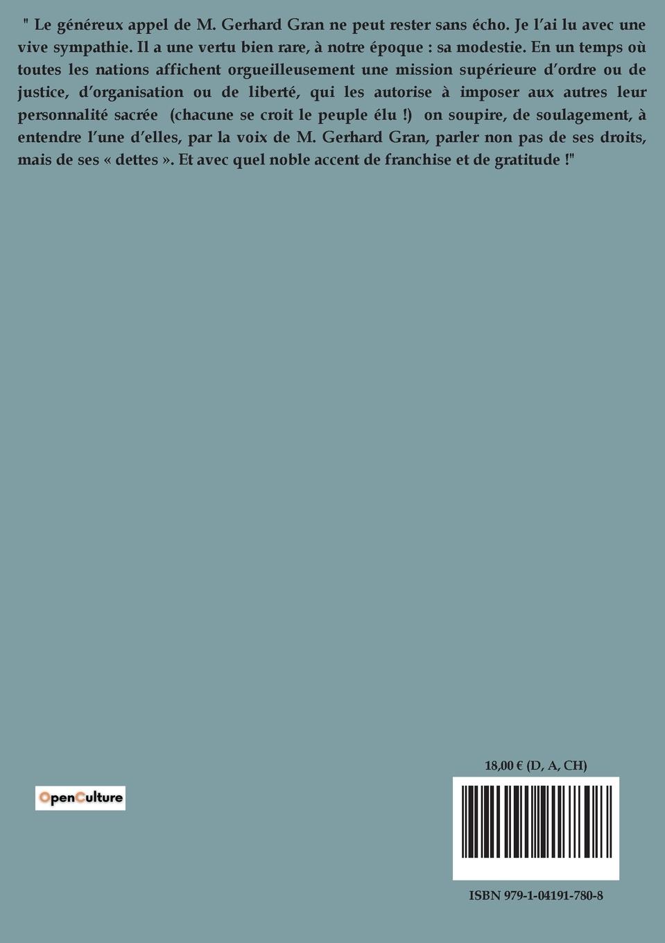 Rückseitencover Pour l'Internationale de l'Esprit