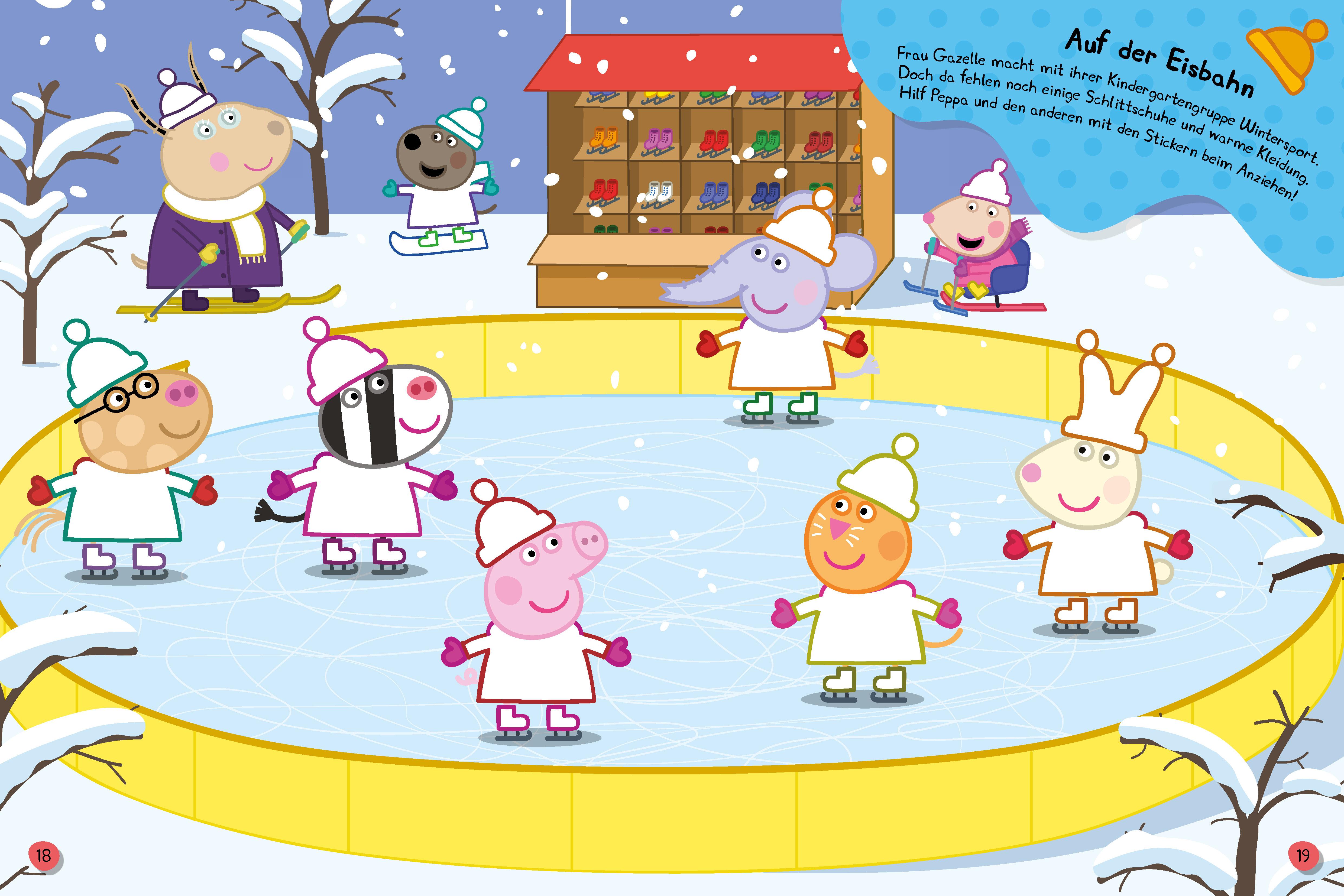 Beispielinhalt (Bild) Peppa Pig Mein Stickerbuch Anziehen mit Peppa