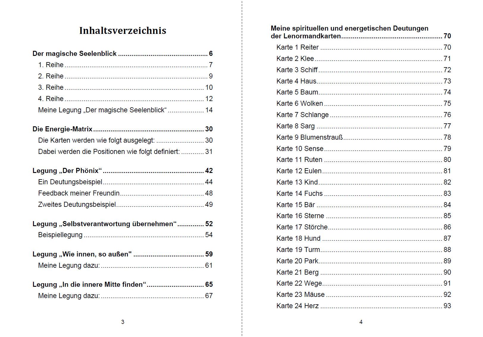 Beispielinhalt (Bild) Der magische Seelenblick mit den Lenormandkarten
