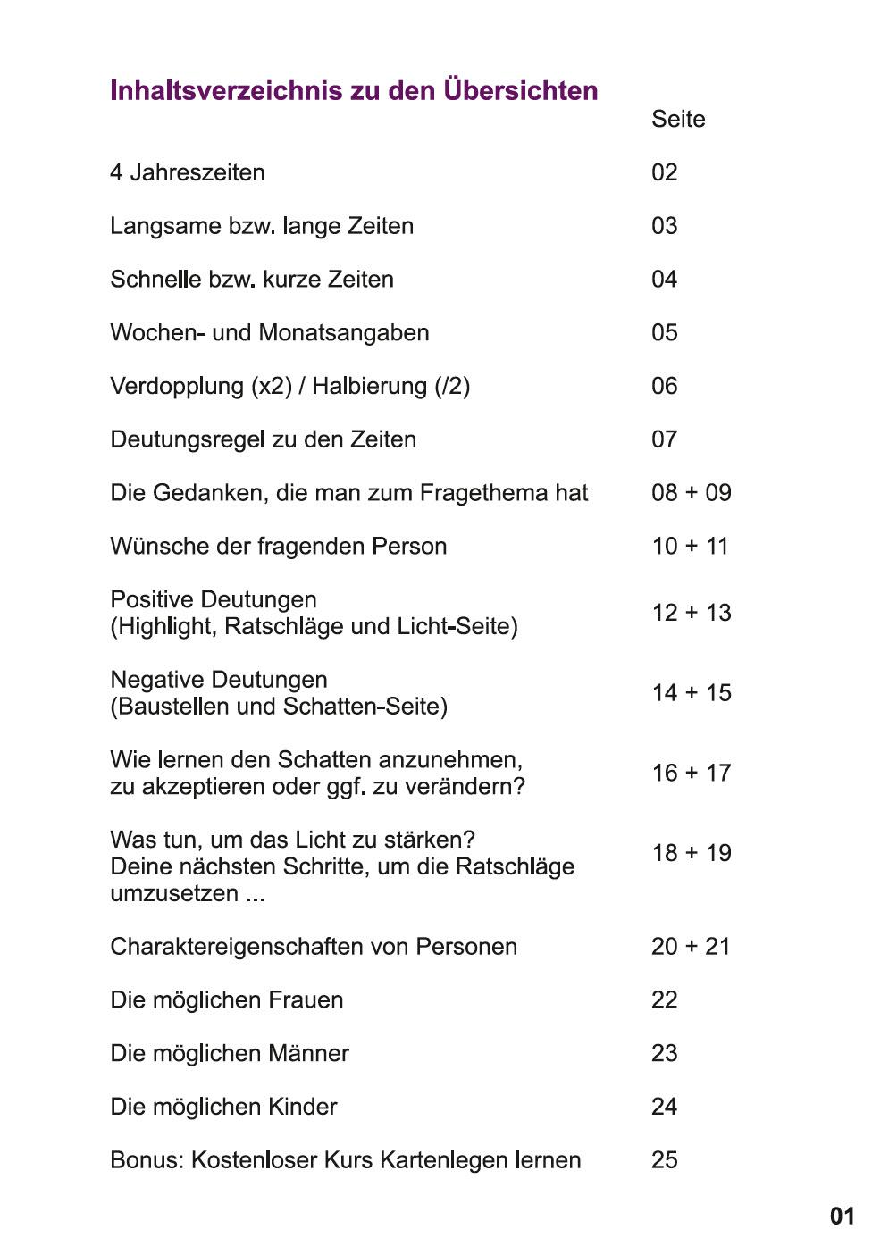 Beispielinhalt (Bild) Lenormand Deutung leicht gemacht 2