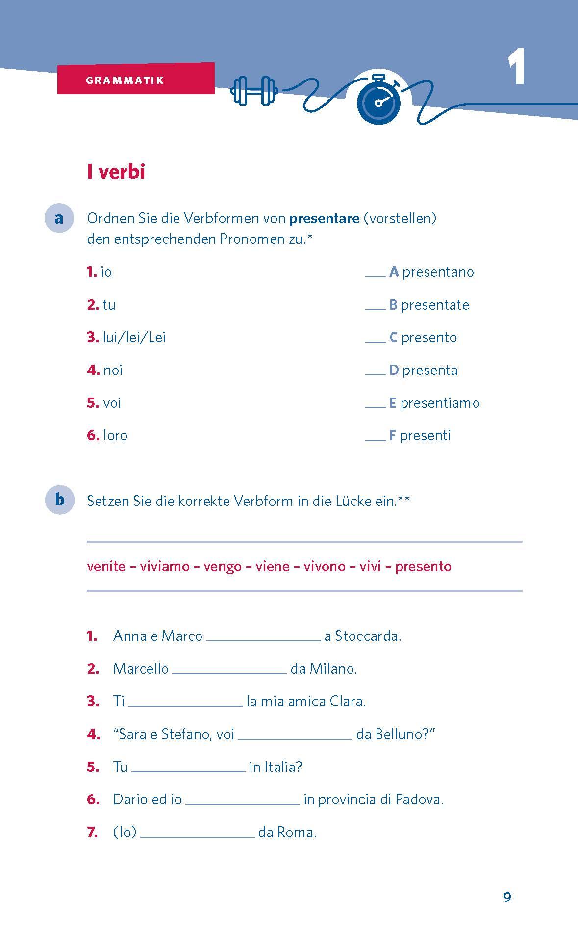 Beispielinhalt (Bild) PONS 10-Minuten-Workout Italienisch