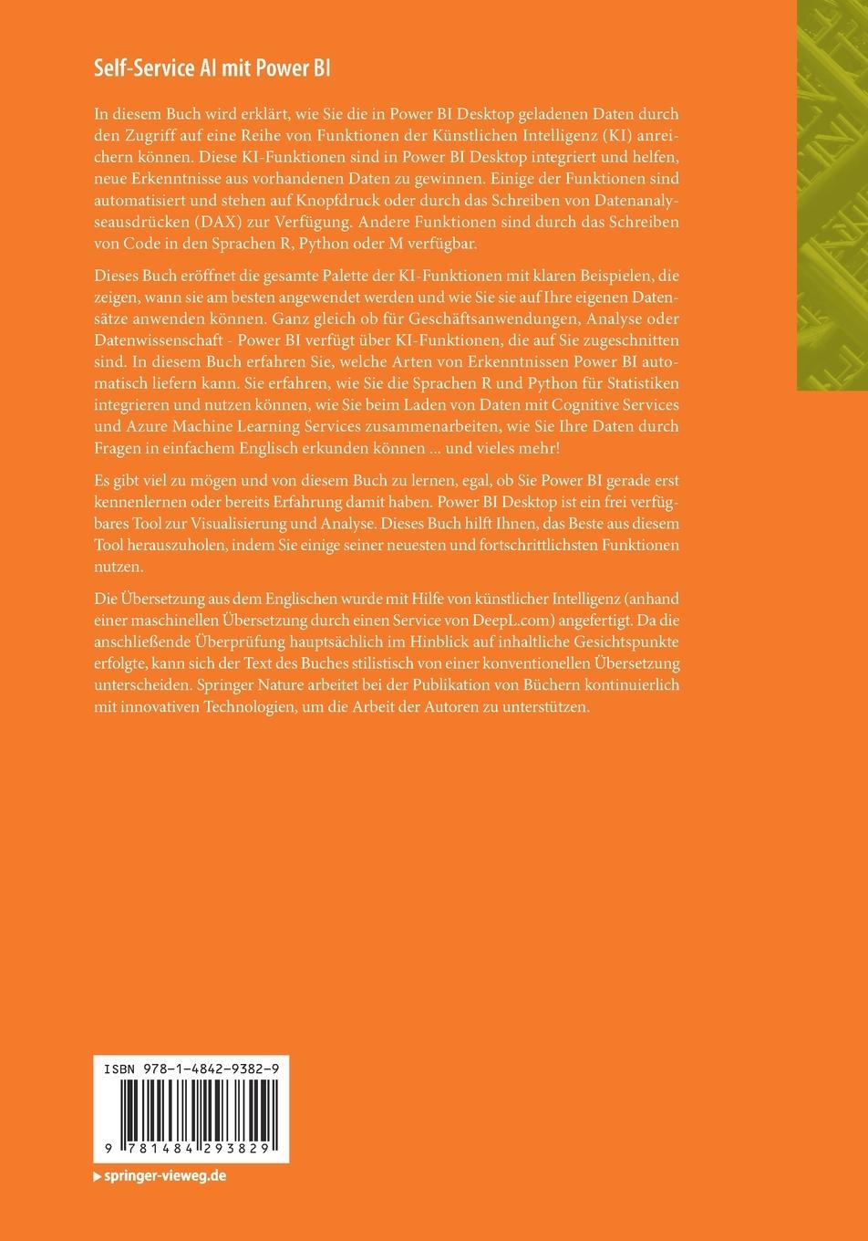 Rückseitencover Self-Service AI mit Power BI