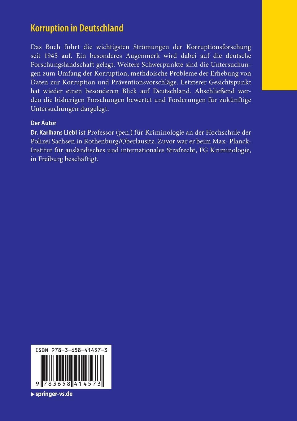 Rückseitencover Korruption in Deutschland