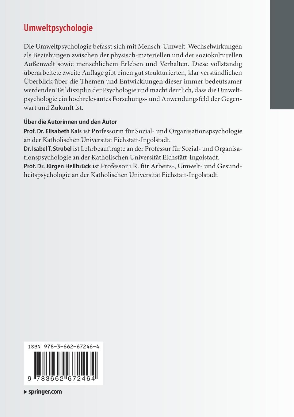 Rückseitencover Umweltpsychologie